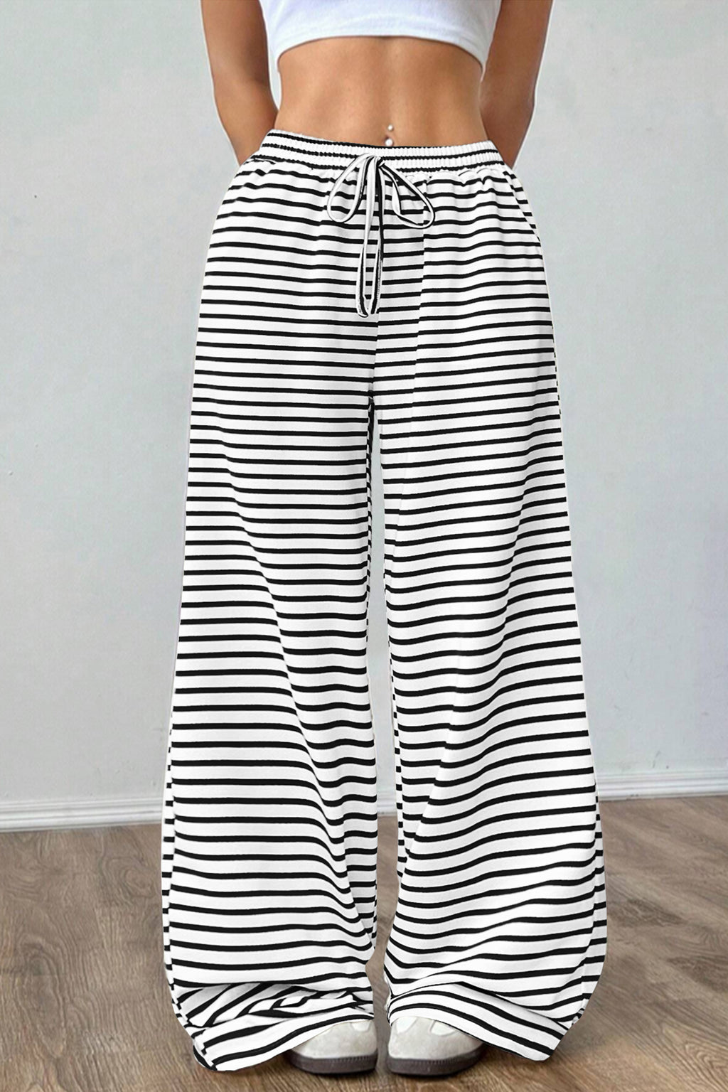 Cakulo Women's Striped High-Waist Y2K Lounge Pants with Pockets