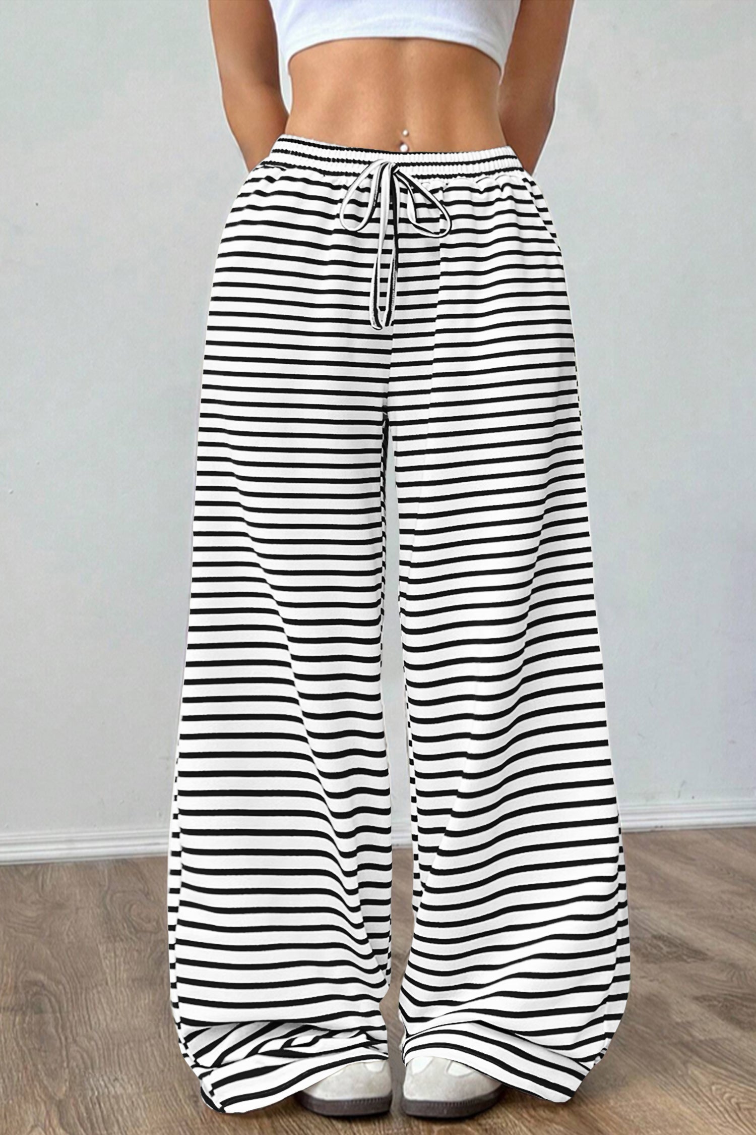 Cakulo Women's Striped High-Waist Y2K Lounge Pants with Pockets