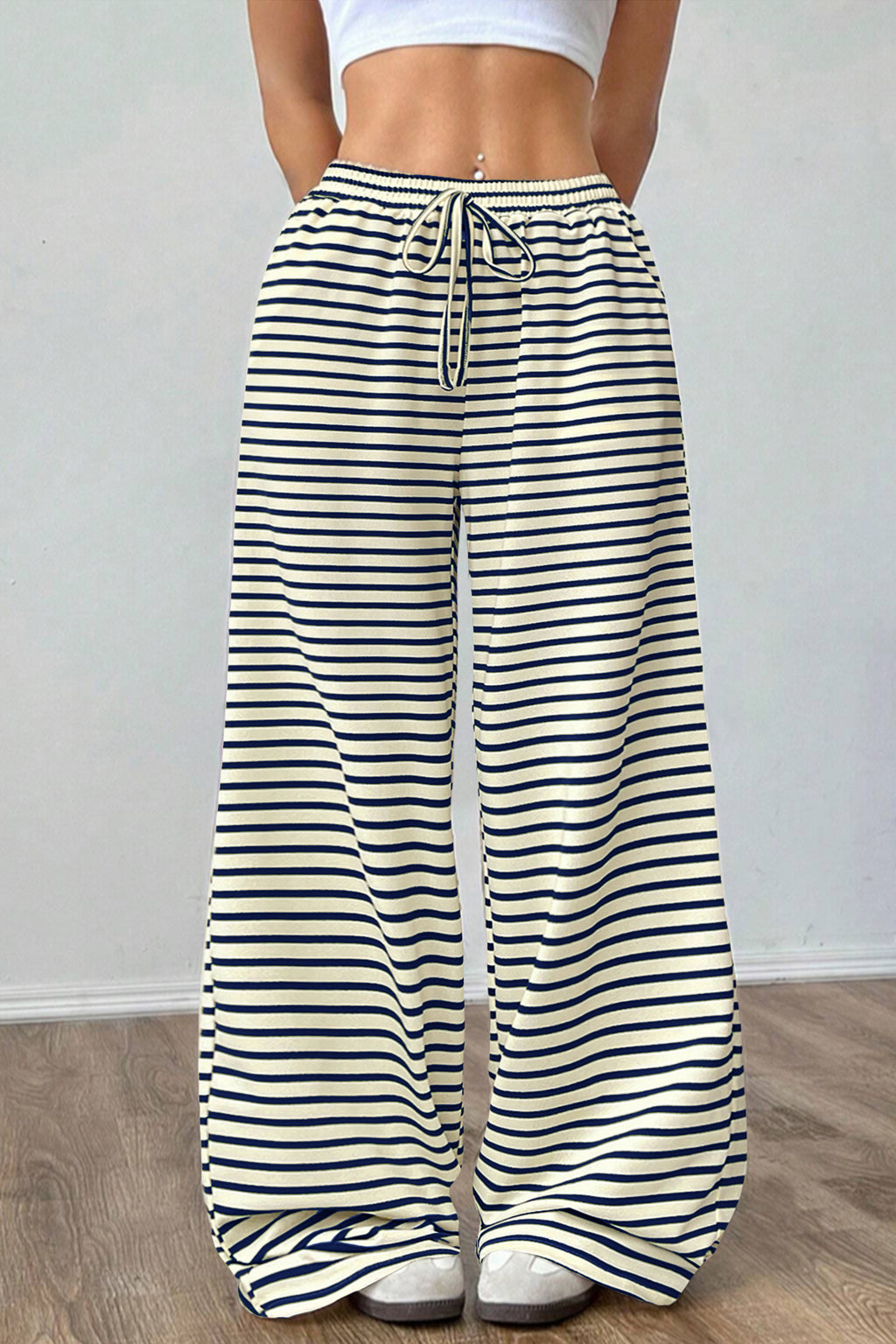 Cakulo Women's Striped High-Waist Y2K Lounge Pants with Pockets