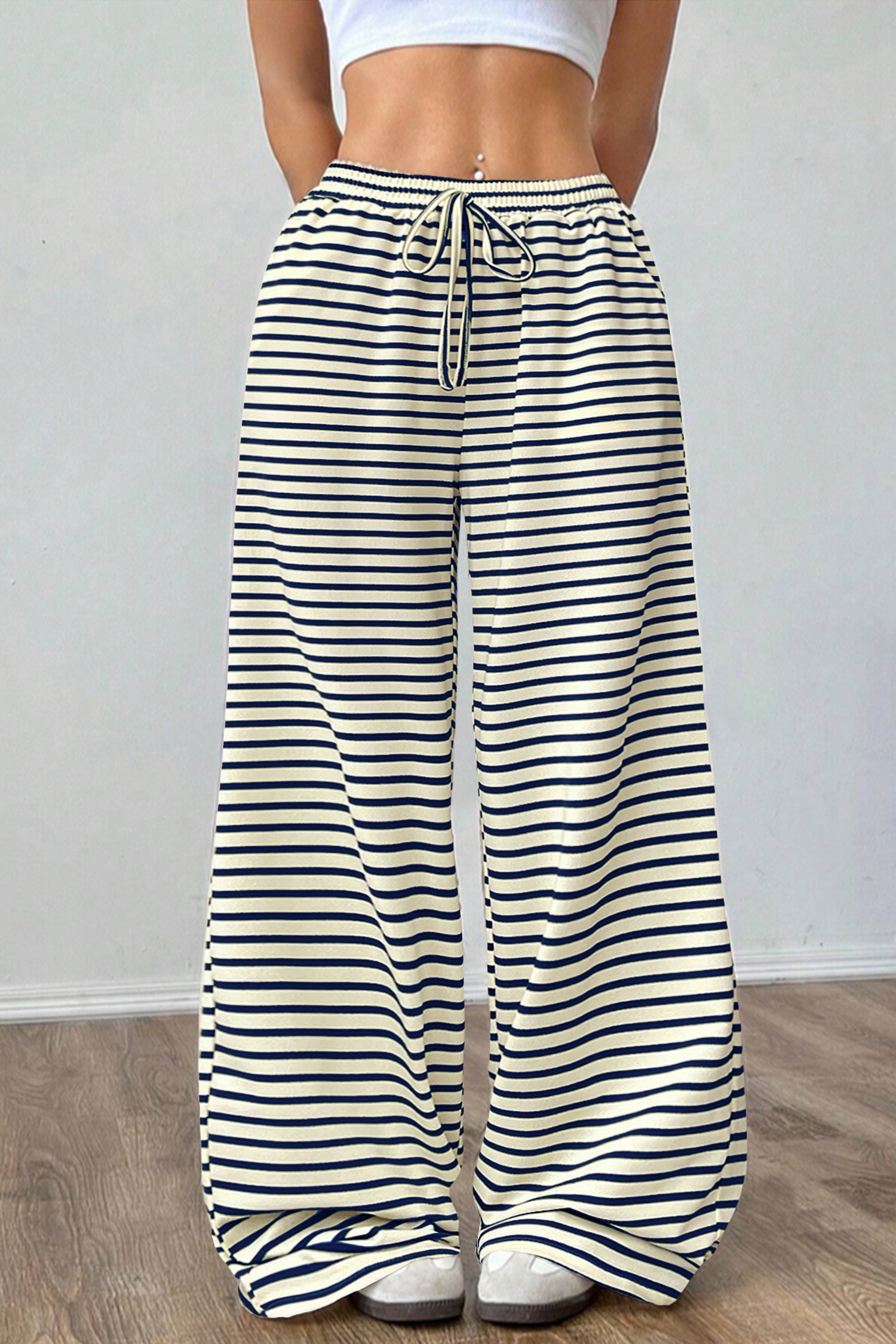 Cakulo Women's Striped High-Waist Y2K Lounge Pants with Pockets