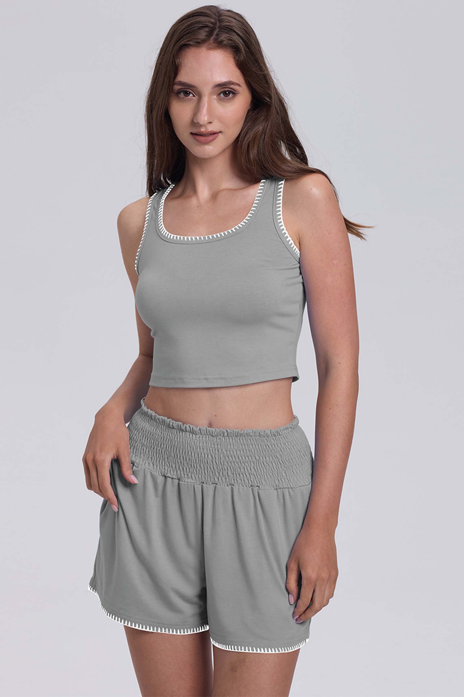 Cakulo Women’s 2-Piece Summer Athletic Set – Tank Top & Workout Shorts