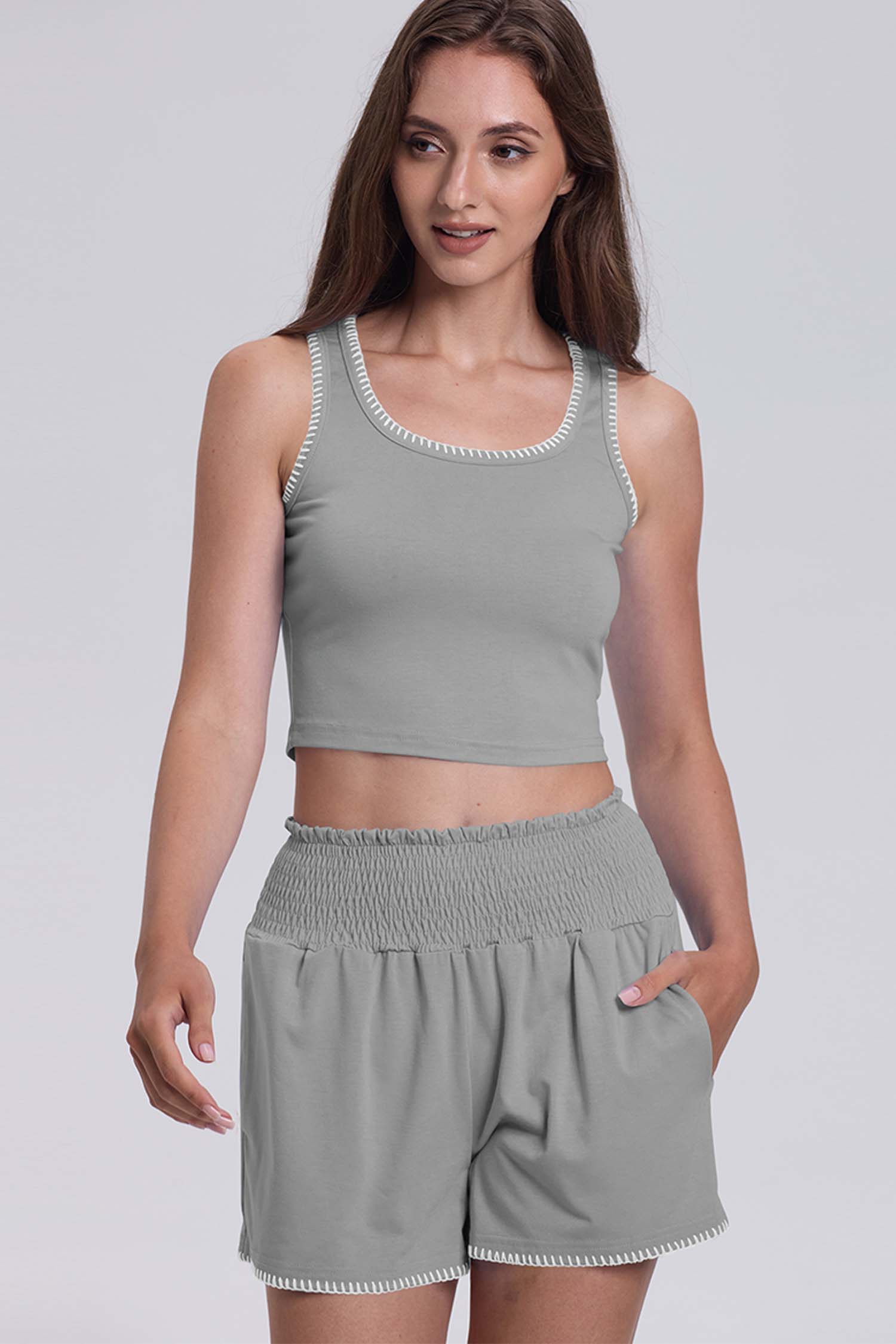 Cakulo Women’s 2-Piece Summer Athletic Set – Tank Top & Workout Shorts