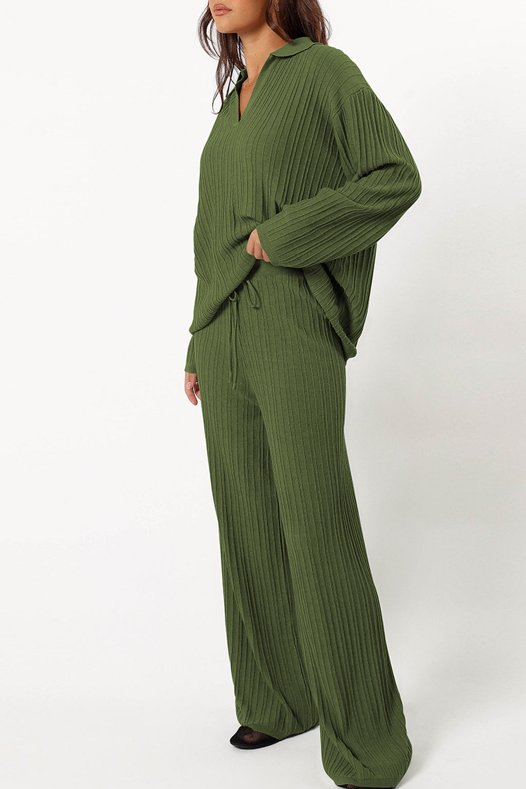 Cakulo Womens  Outfits Knit Sweater Matching Set Ribbed Wide Leg Loungewear Sweatsuits