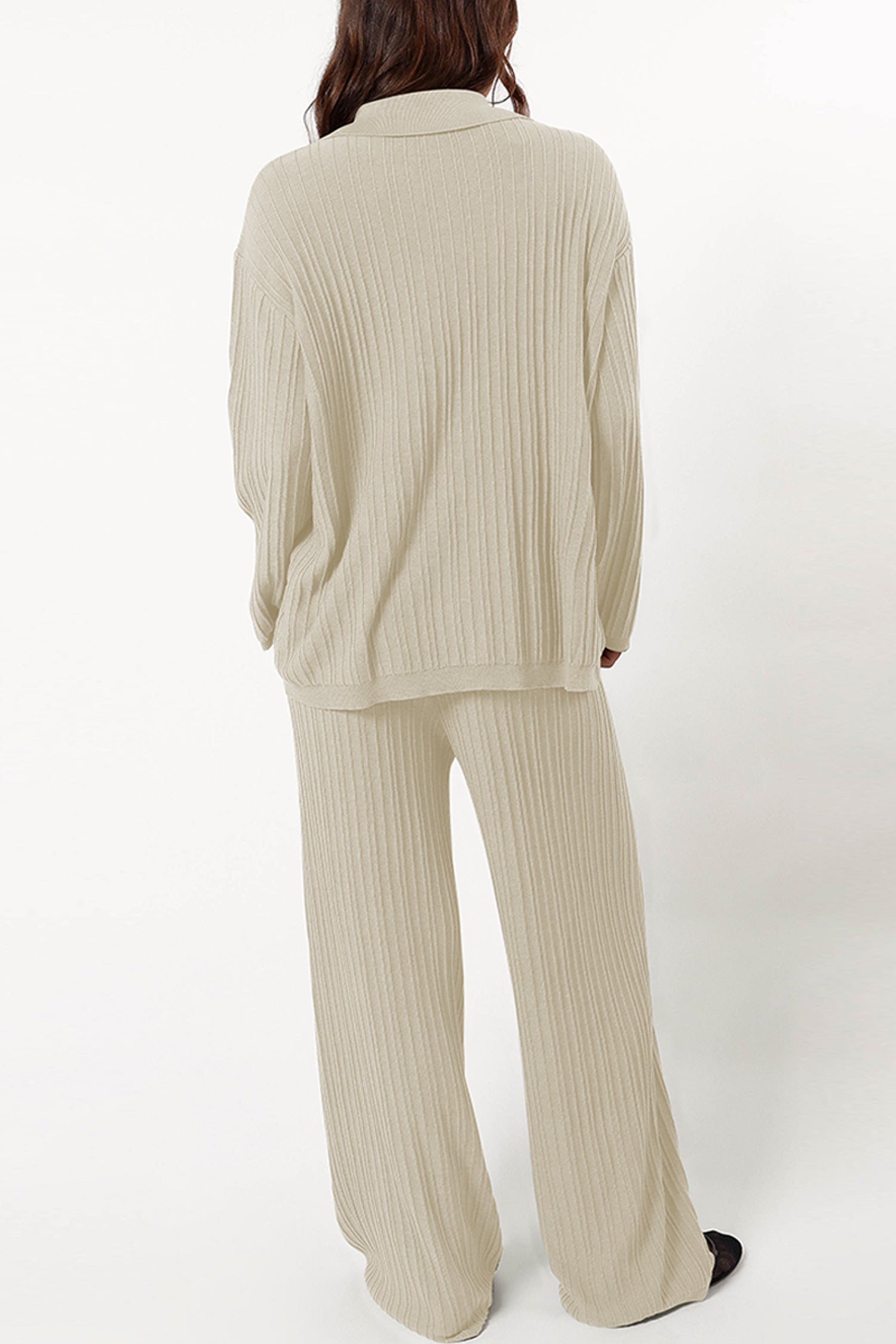 Cakulo Womens  Outfits Knit Sweater Matching Set Ribbed Wide Leg Loungewear Sweatsuits