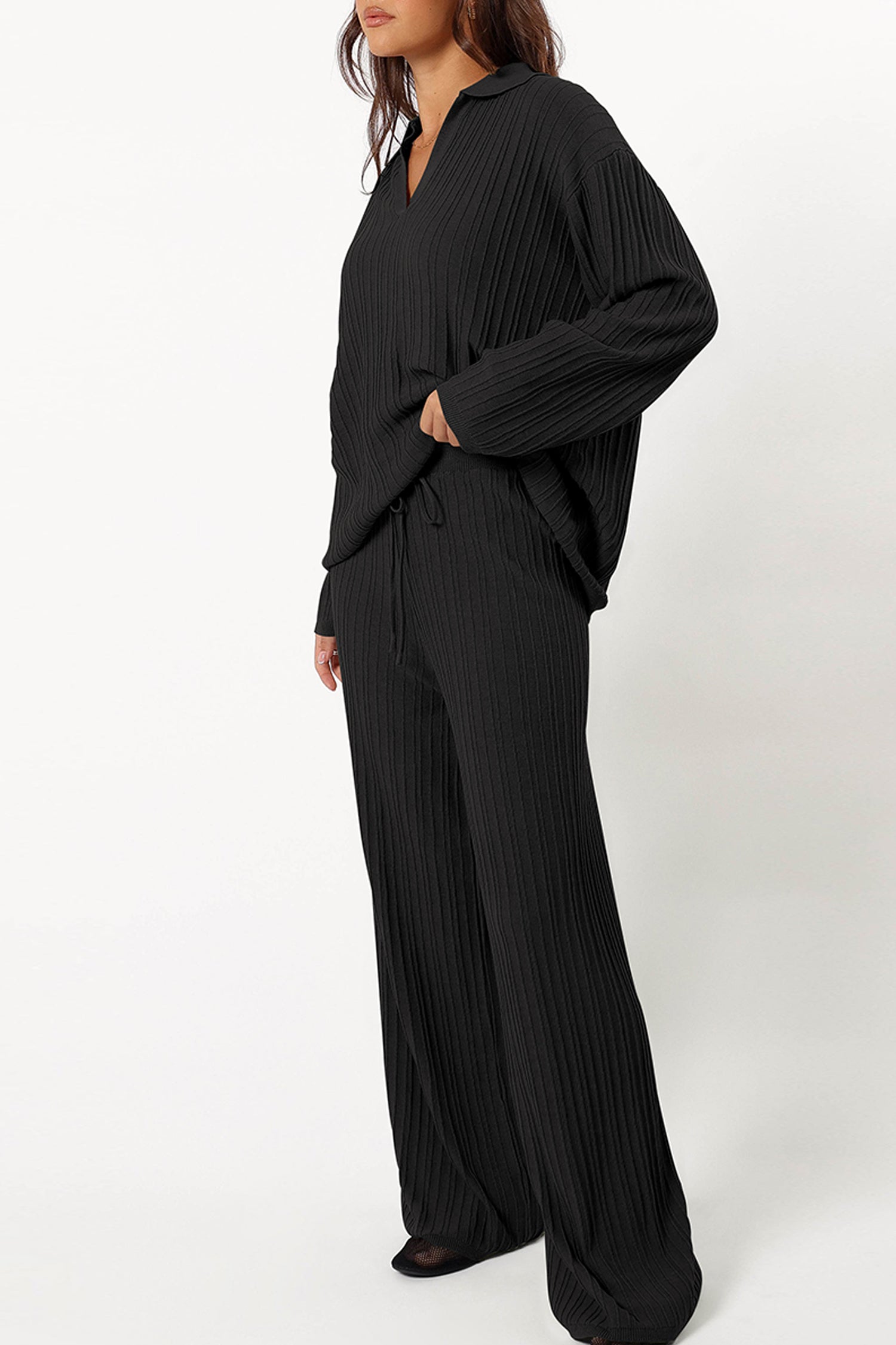 Cakulo Womens  Outfits Knit Sweater Matching Set Ribbed Wide Leg Loungewear Sweatsuits