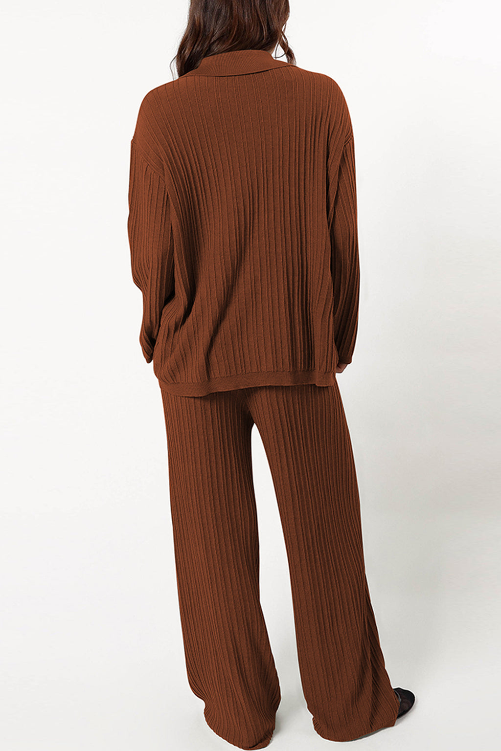 Cakulo Womens  Outfits Knit Sweater Matching Set Ribbed Wide Leg Loungewear Sweatsuits