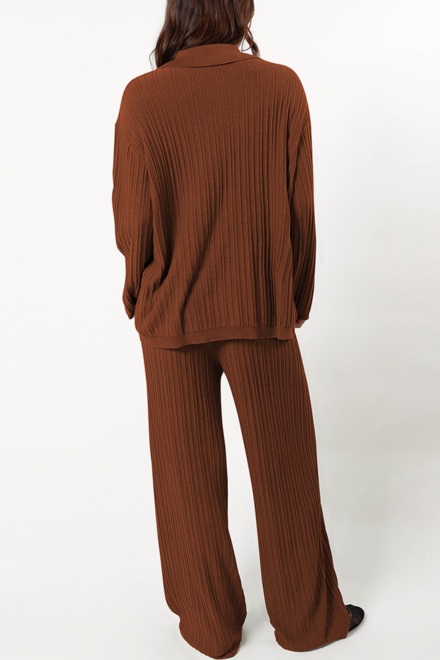 Cakulo Womens  Outfits Knit Sweater Matching Set Ribbed Wide Leg Loungewear Sweatsuits