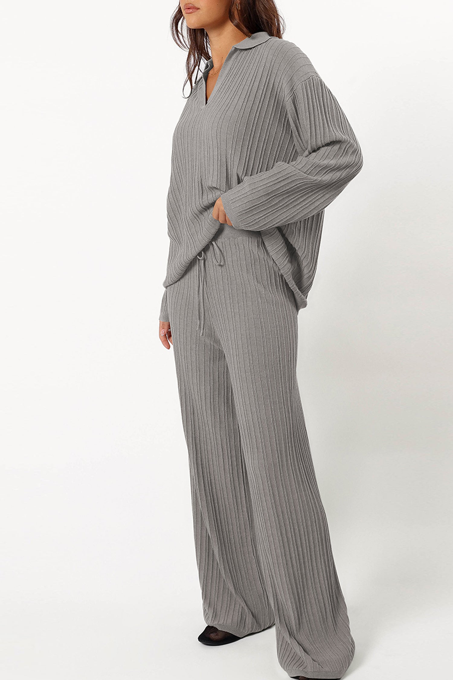 Cakulo Womens  Outfits Knit Sweater Matching Set Ribbed Wide Leg Loungewear Sweatsuits