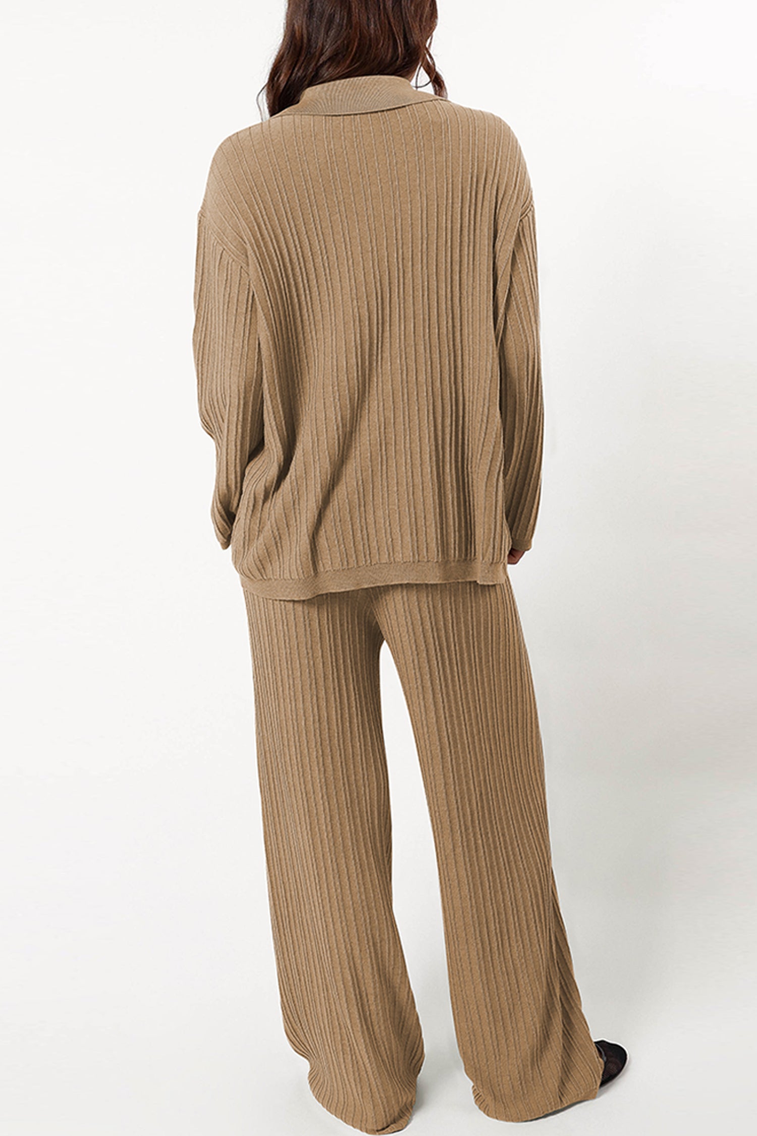 Cakulo Womens  Outfits Knit Sweater Matching Set Ribbed Wide Leg Loungewear Sweatsuits