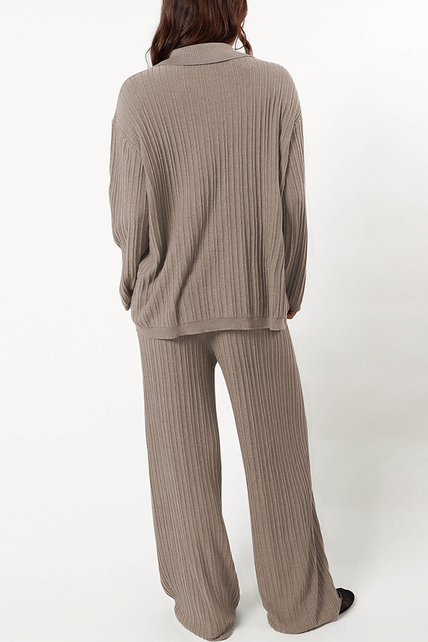 Cakulo Womens  Outfits Knit Sweater Matching Set Ribbed Wide Leg Loungewear Sweatsuits