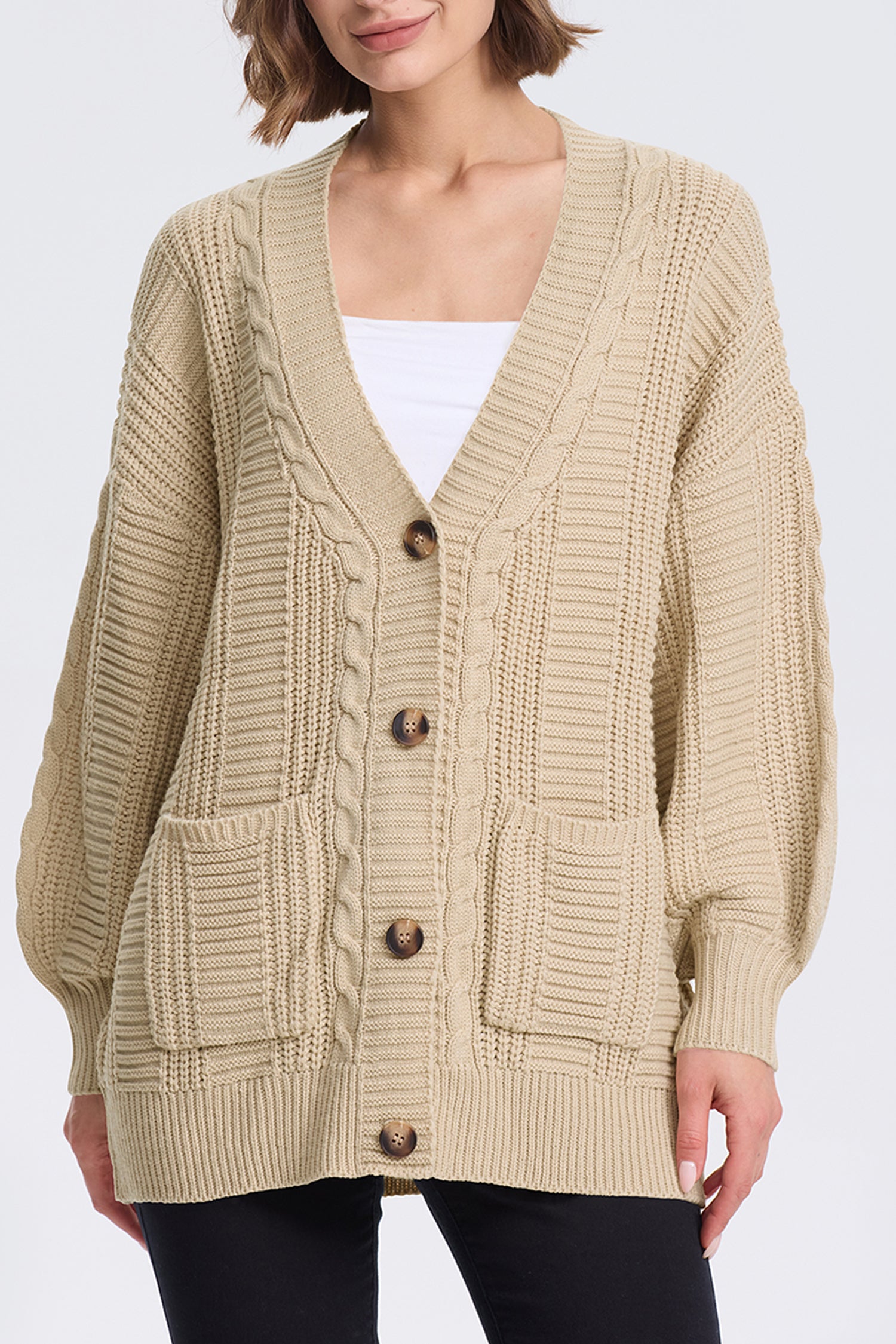 Cakulo Women's Chunky Cable Knit Cardigan