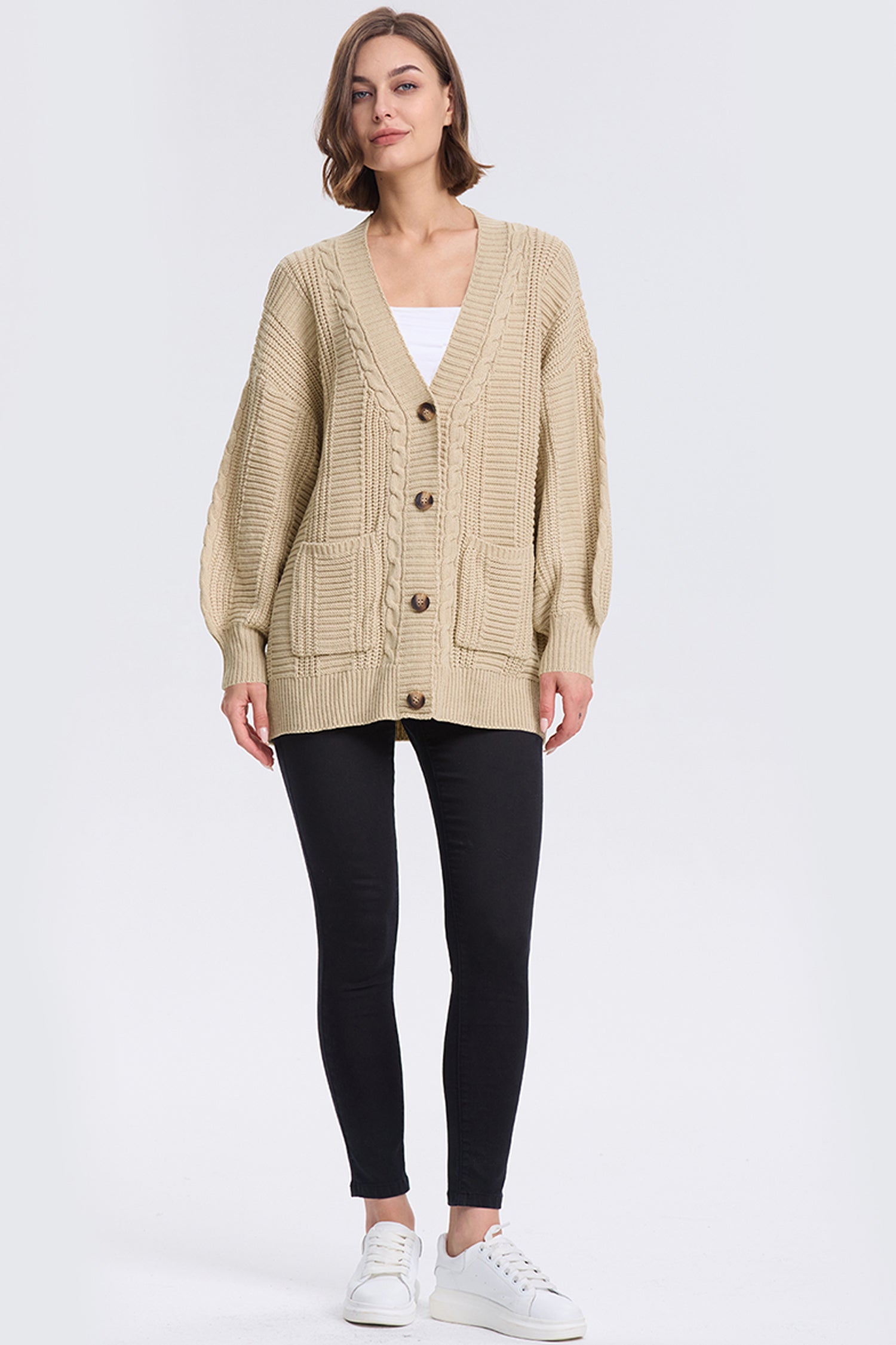 Cakulo Women's Chunky Cable Knit Cardigan