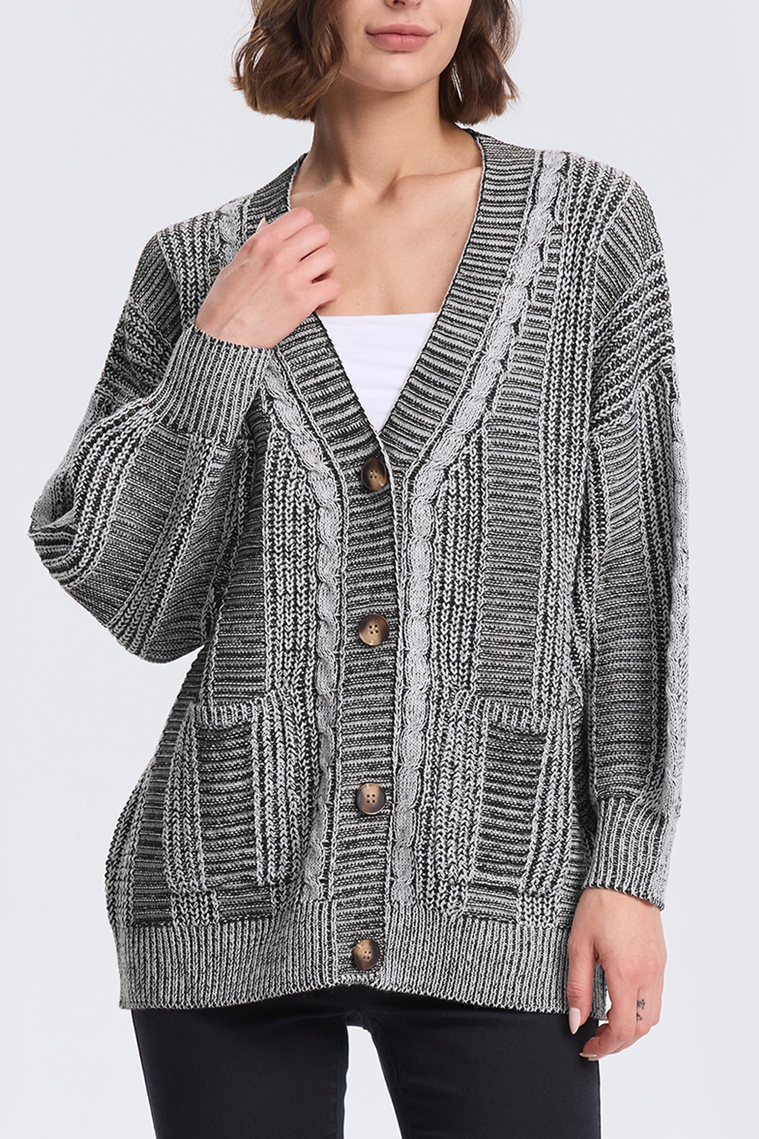 Cakulo Women's Chunky Cable Knit Cardigan