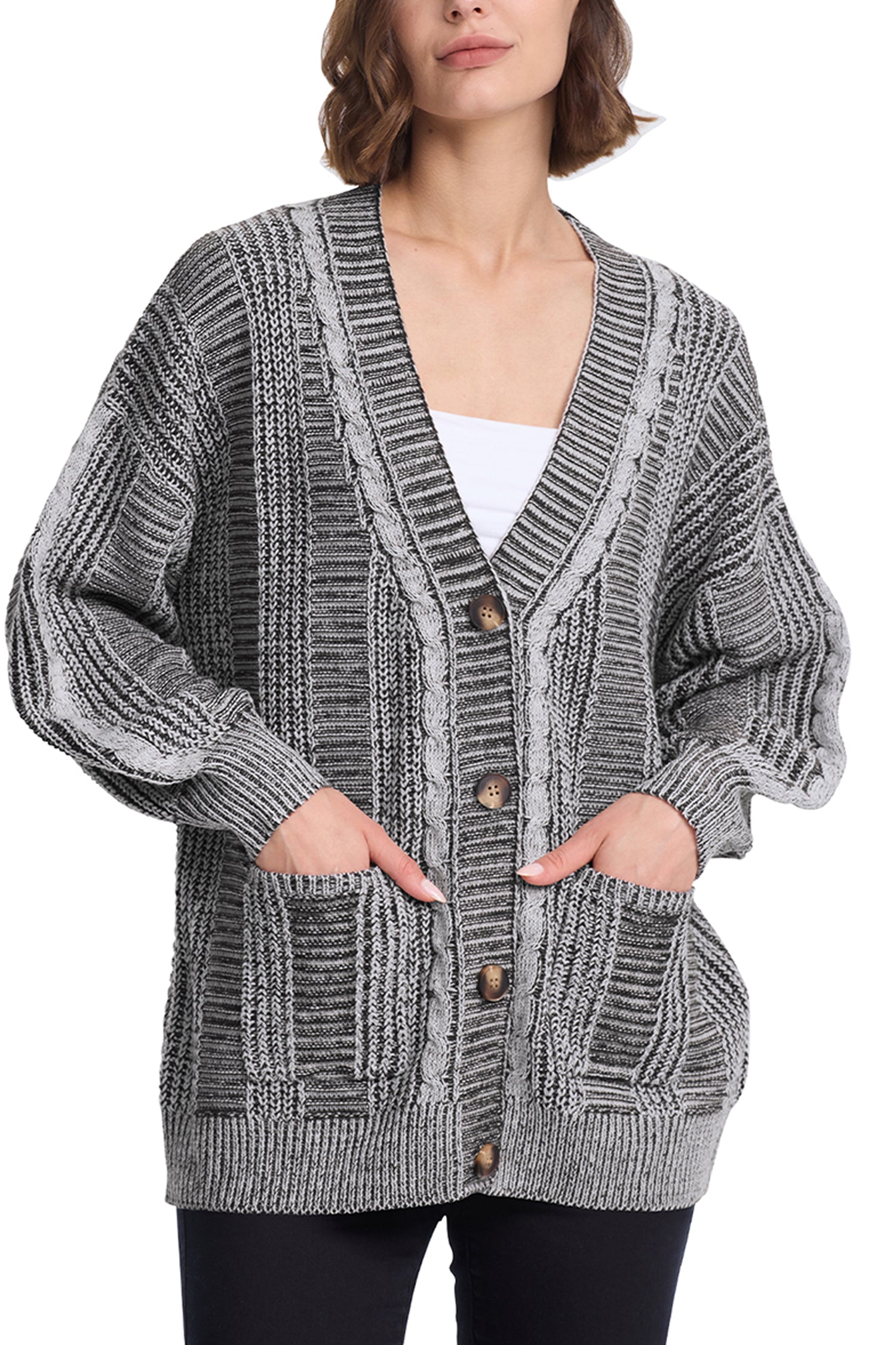 Cakulo Women's Chunky Cable Knit Cardigan