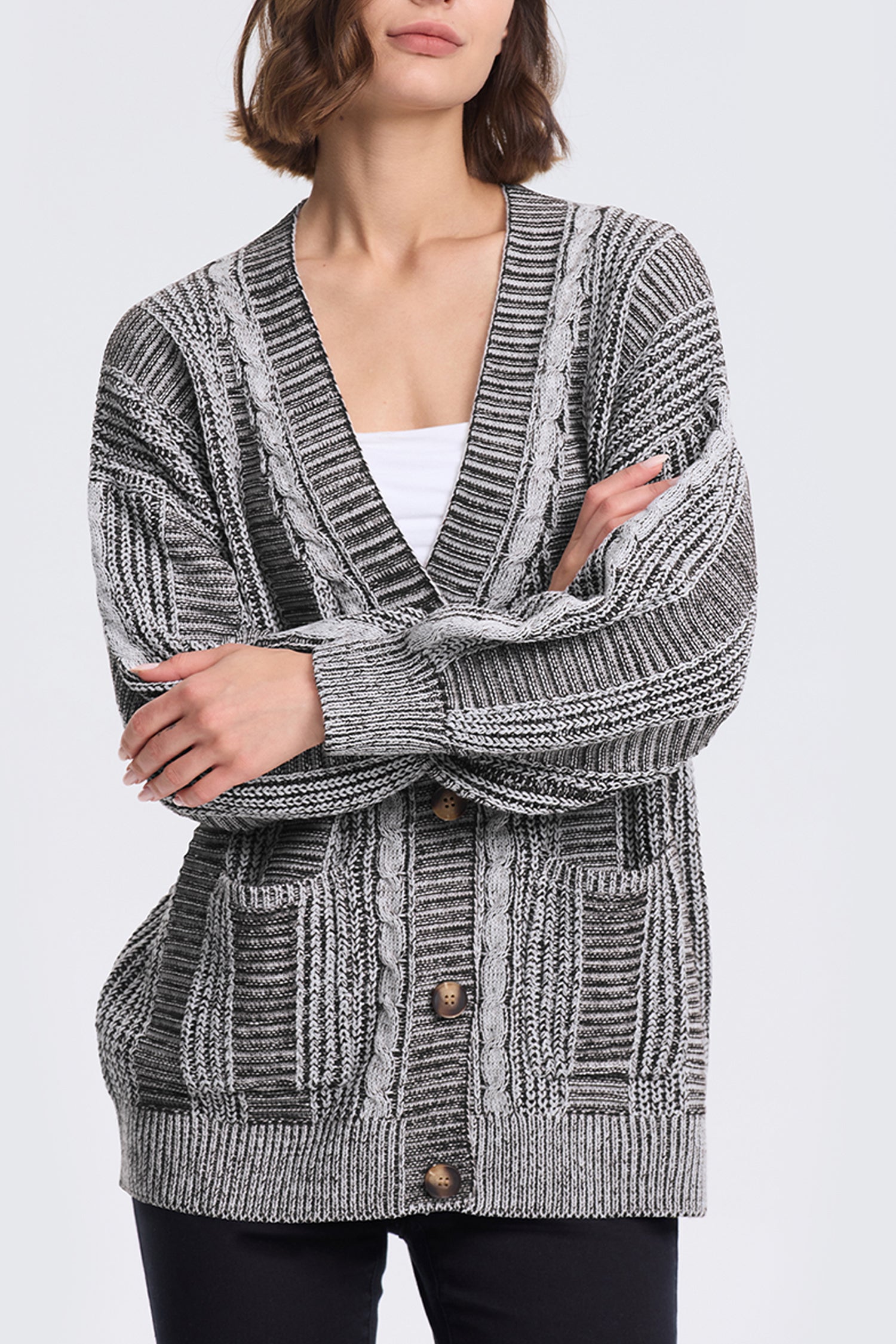 Cakulo Women's Chunky Cable Knit Cardigan