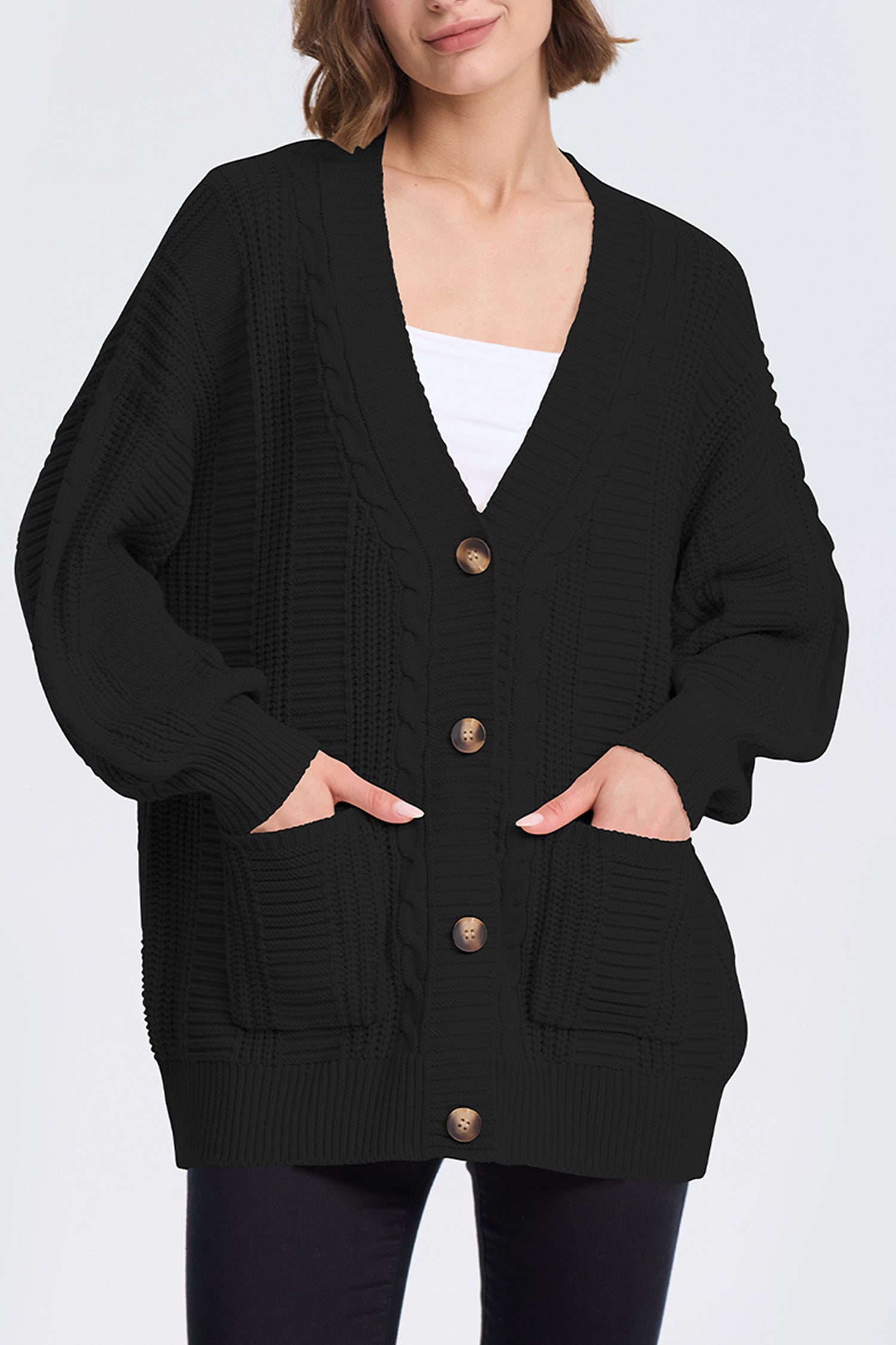 Cakulo Women's Chunky Cable Knit Cardigan