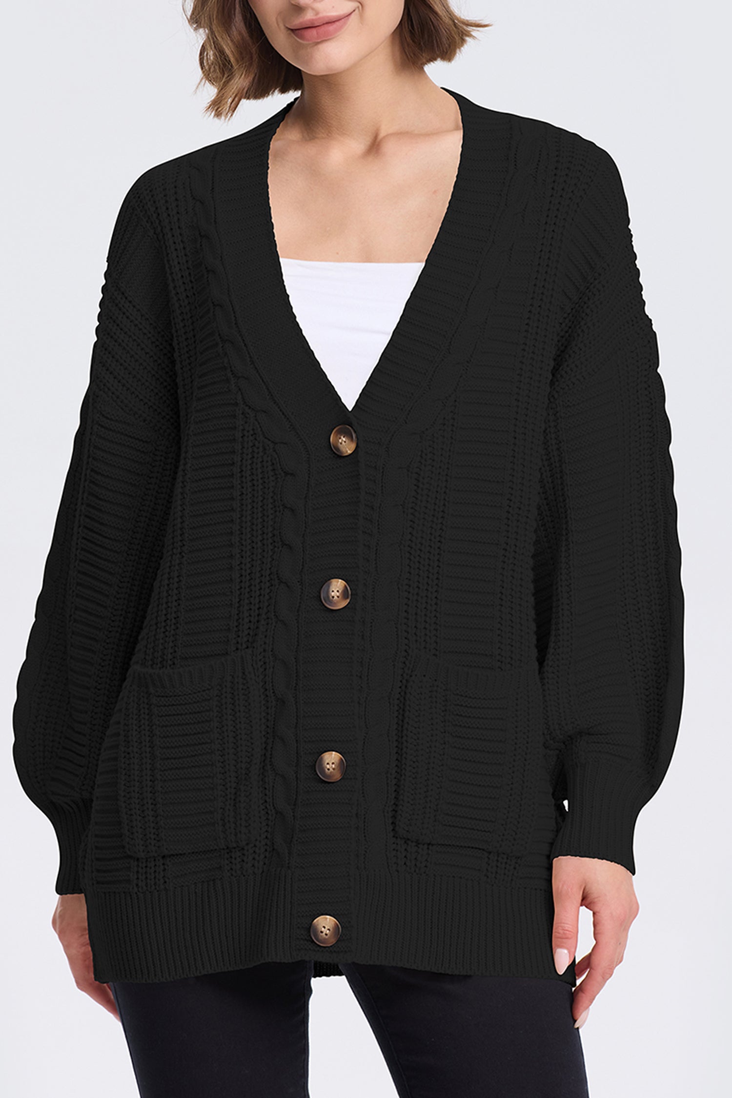 Cakulo Women's Chunky Cable Knit Cardigan
