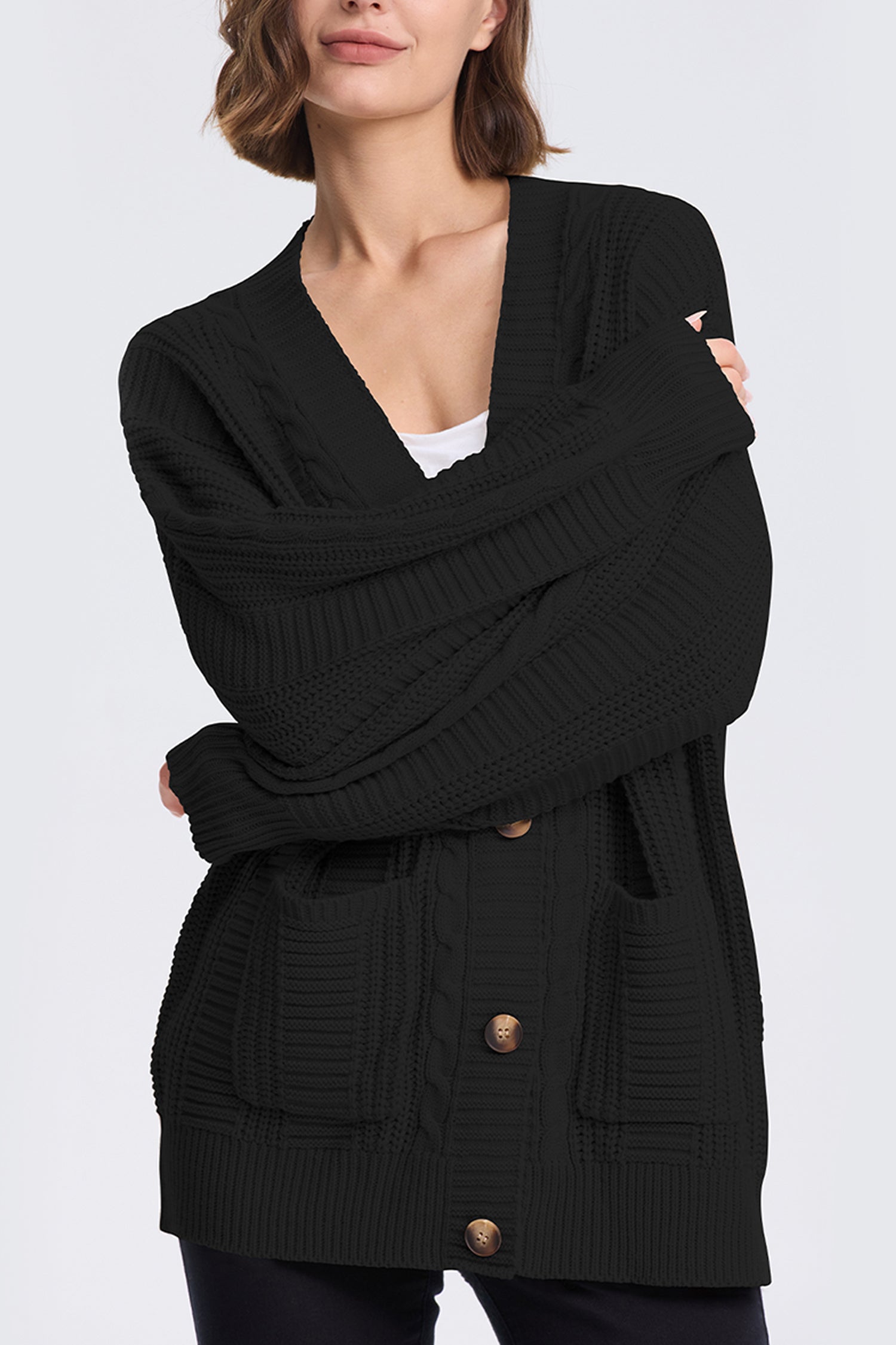 Cakulo Women's Chunky Cable Knit Cardigan
