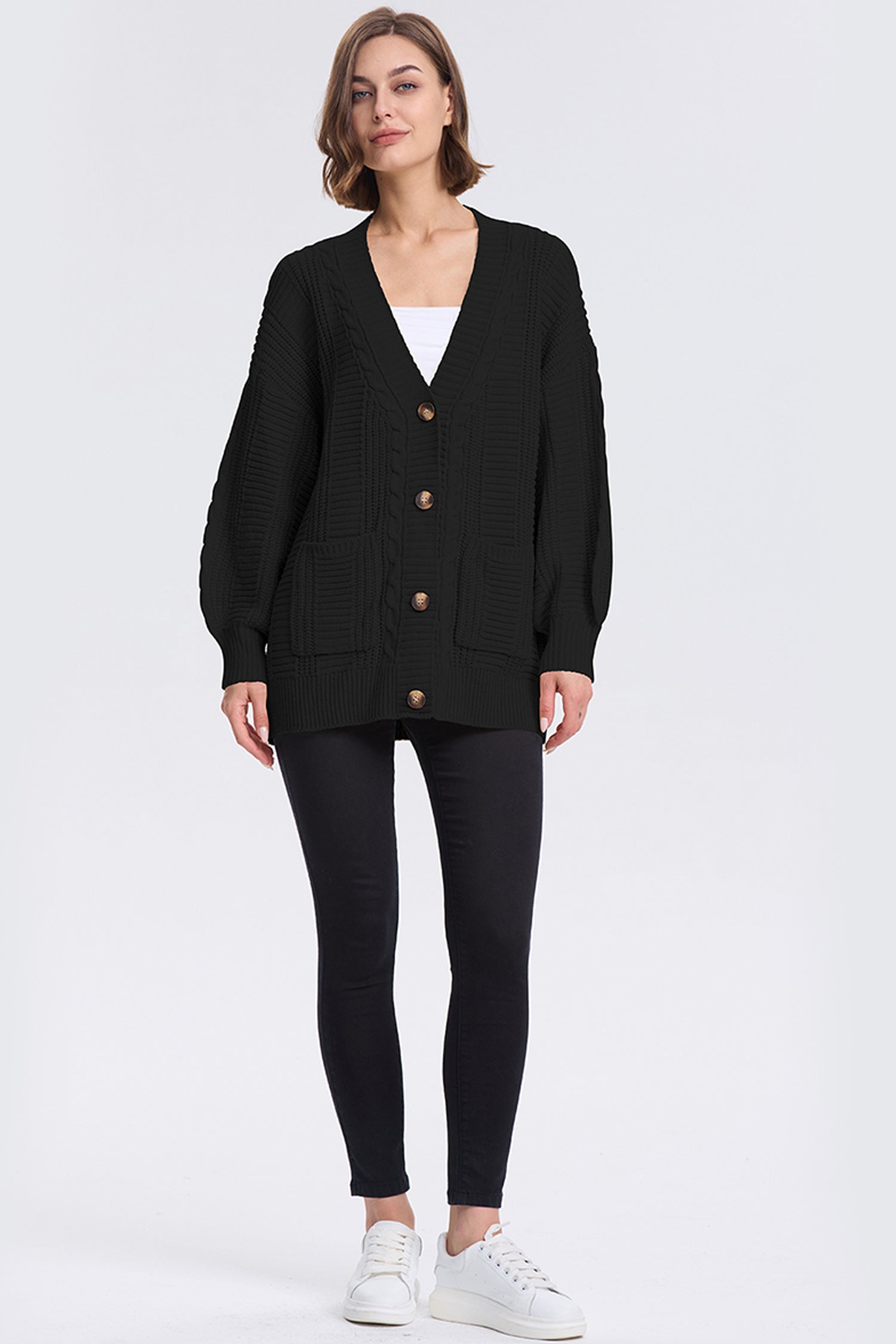 Cakulo Women's Chunky Cable Knit Cardigan