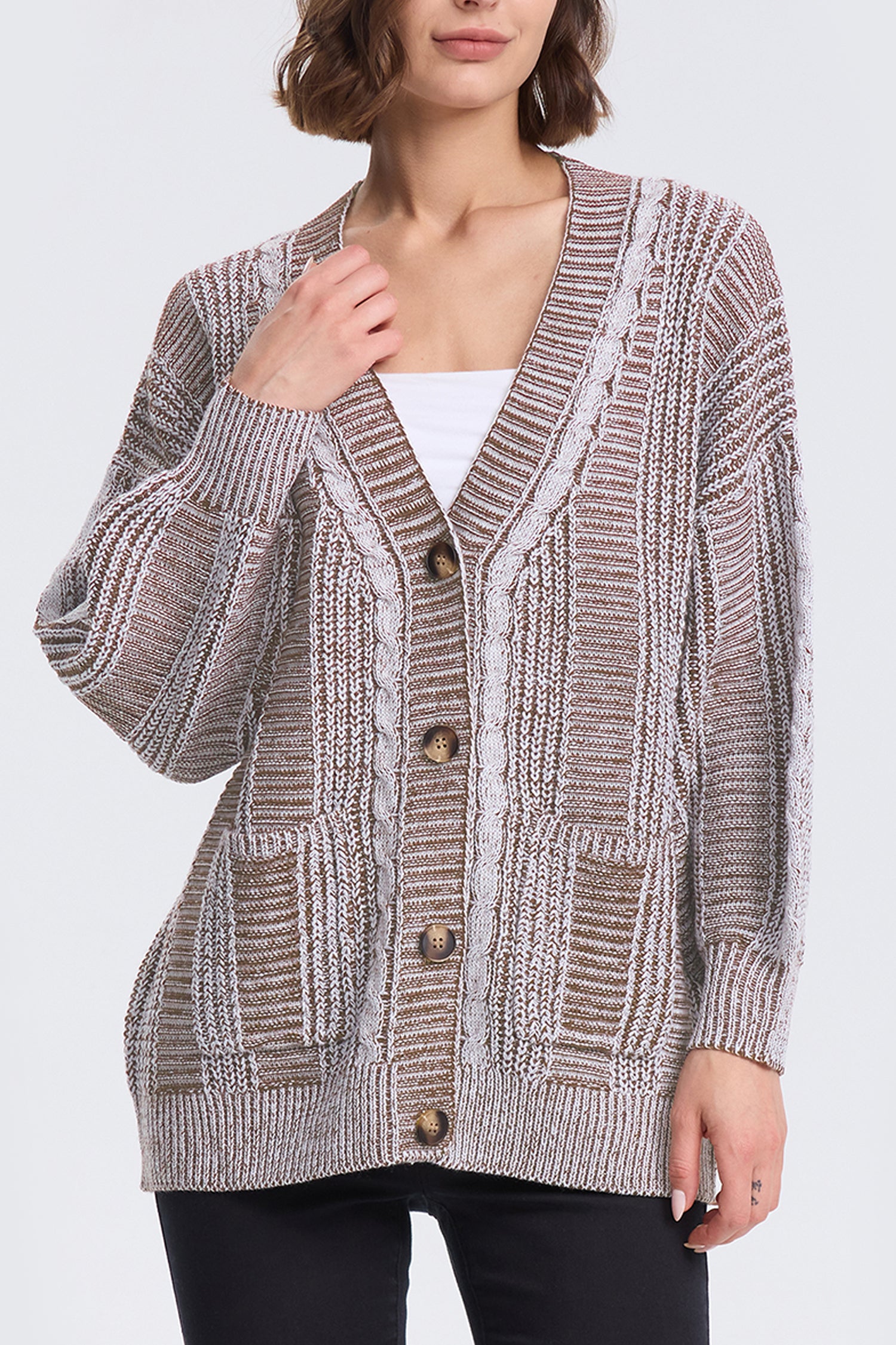 Cakulo Women's Chunky Cable Knit Cardigan