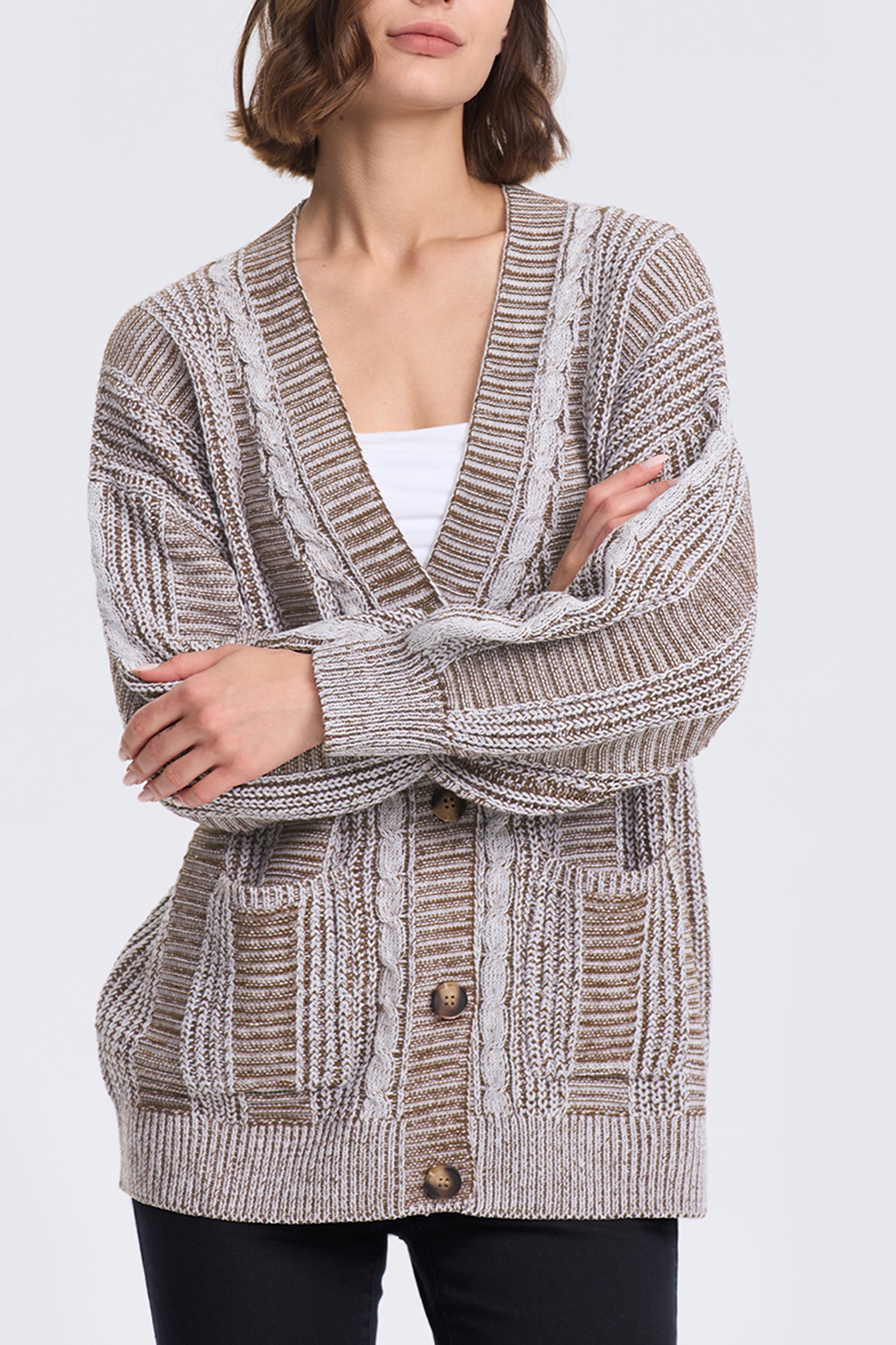 Cakulo Women's Chunky Cable Knit Cardigan
