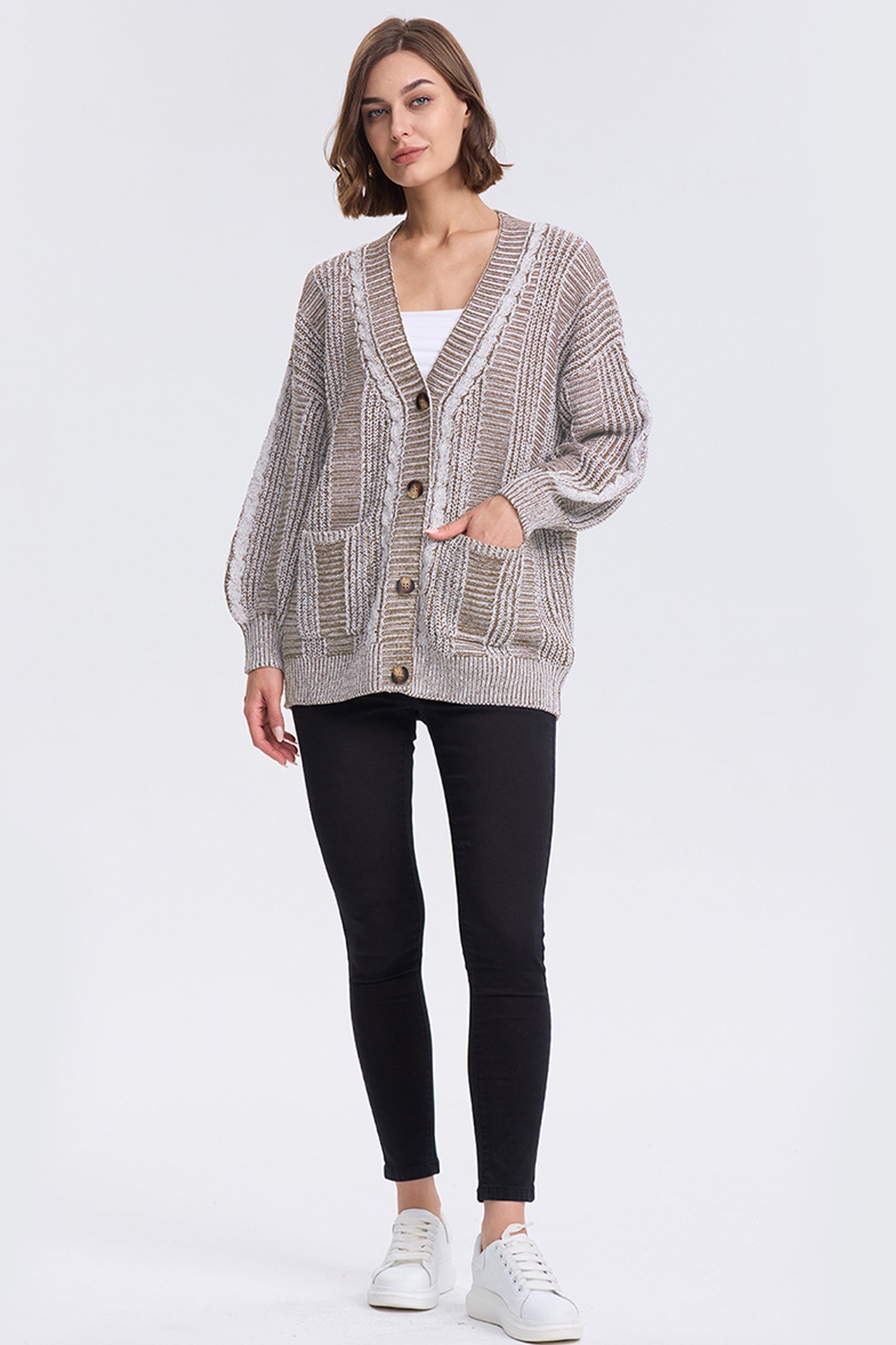 Cakulo Women's Chunky Cable Knit Cardigan