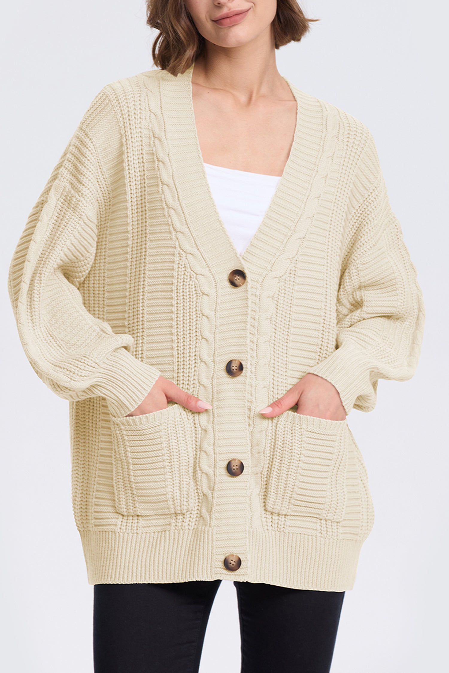 Cakulo Women's Chunky Cable Knit Cardigan