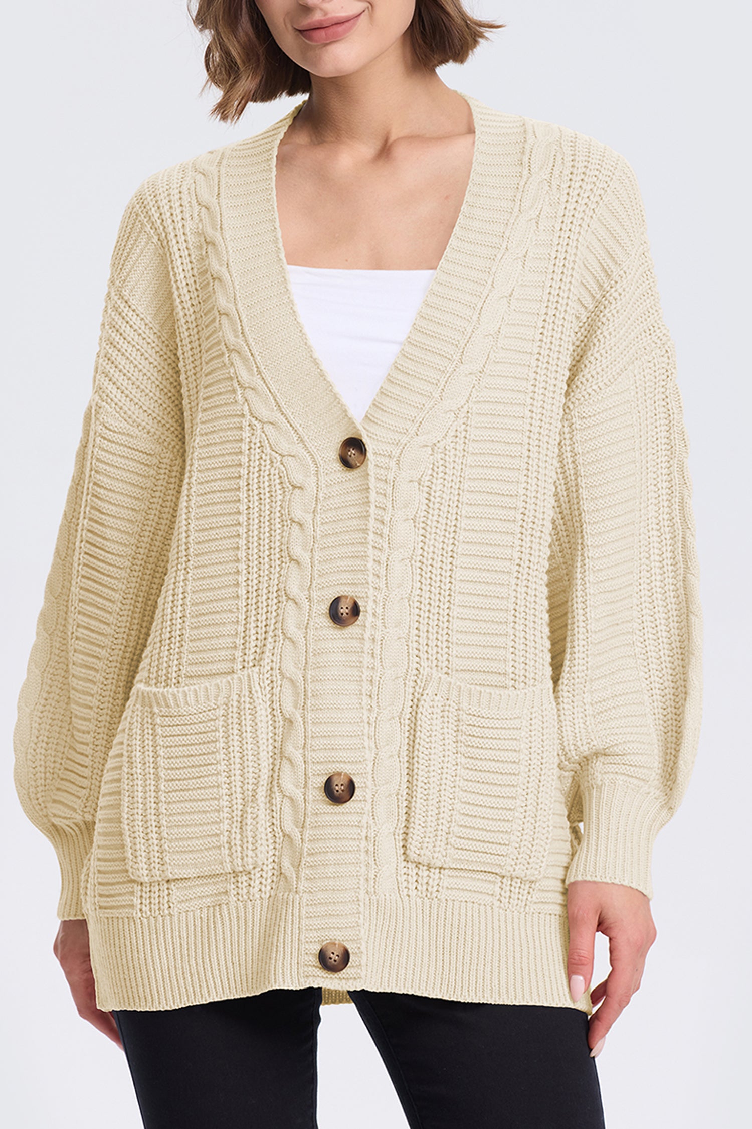 Cakulo Women's Chunky Cable Knit Cardigan