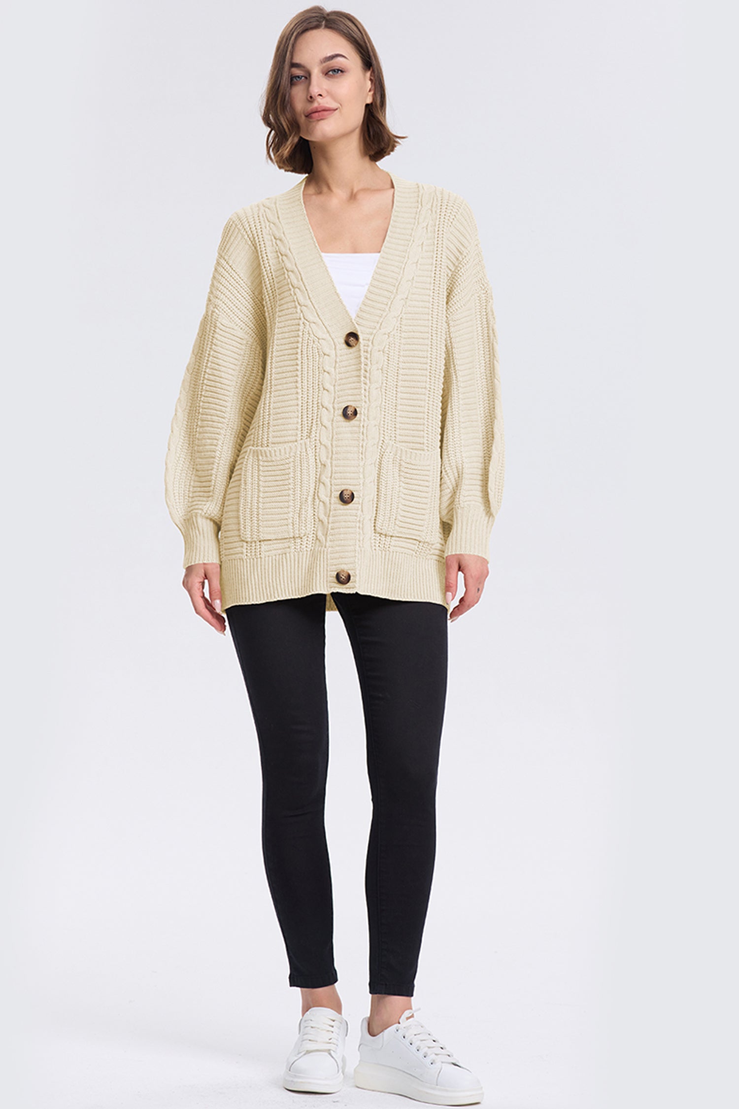 Cakulo Women's Chunky Cable Knit Cardigan