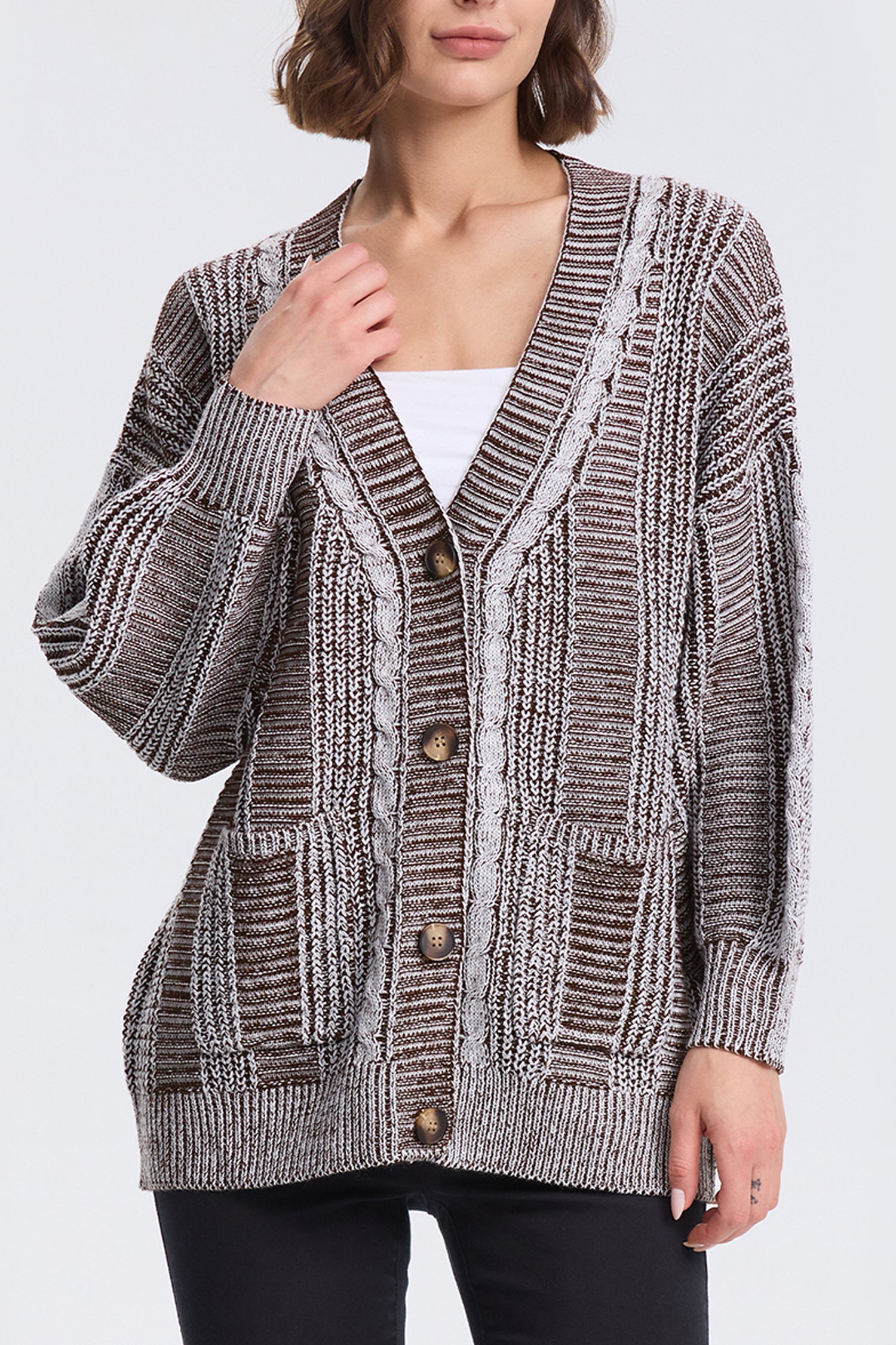 Cakulo Women's Chunky Cable Knit Cardigan