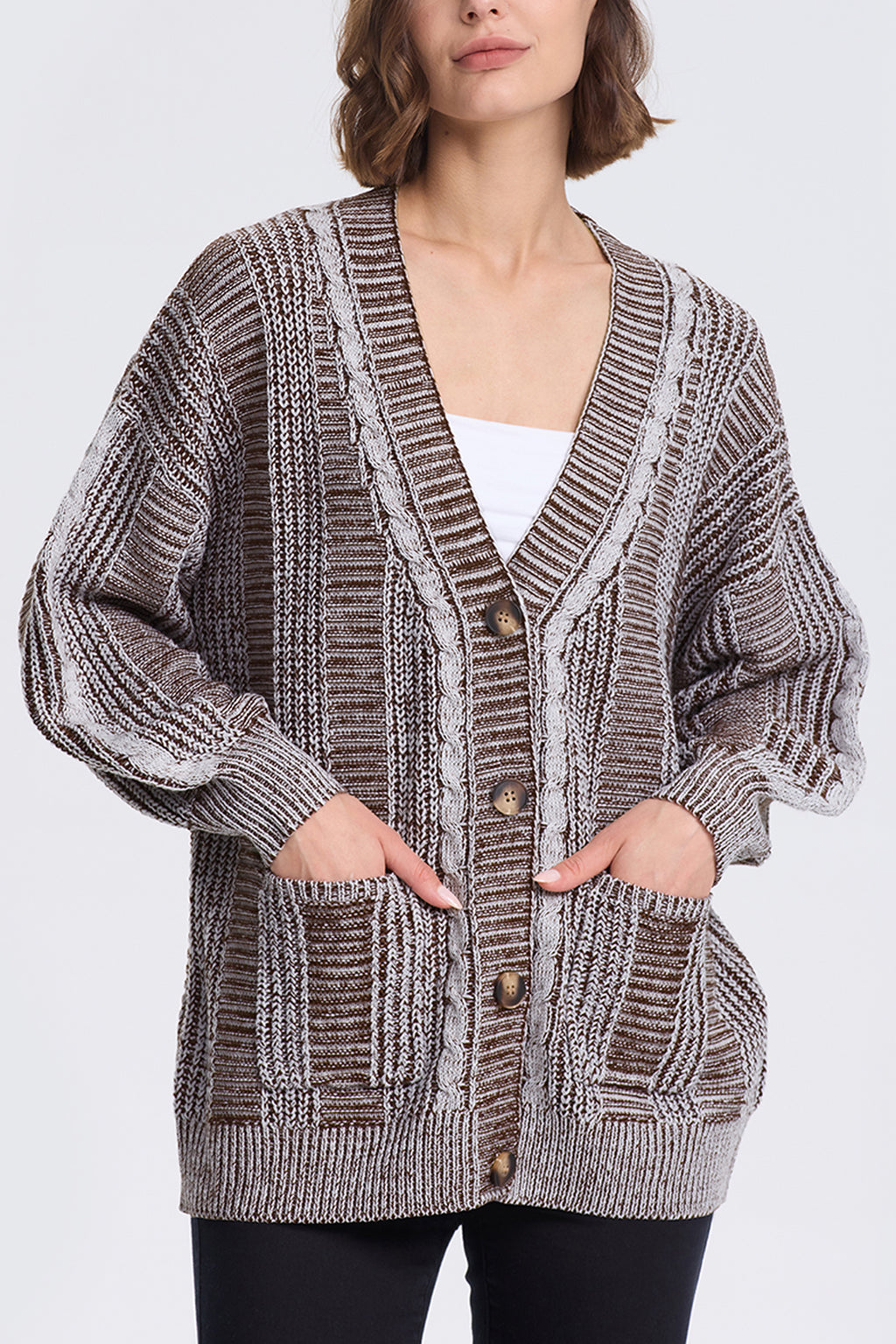 Cakulo Women's Chunky Cable Knit Cardigan