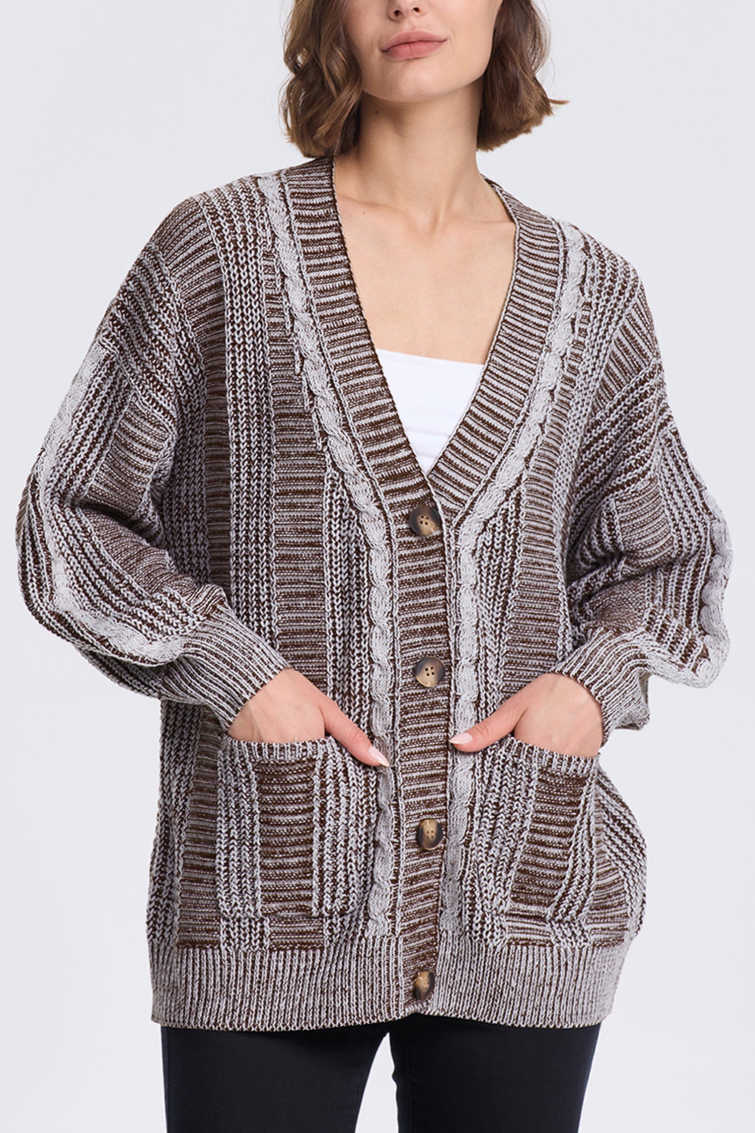 Cakulo Women's Chunky Cable Knit Cardigan