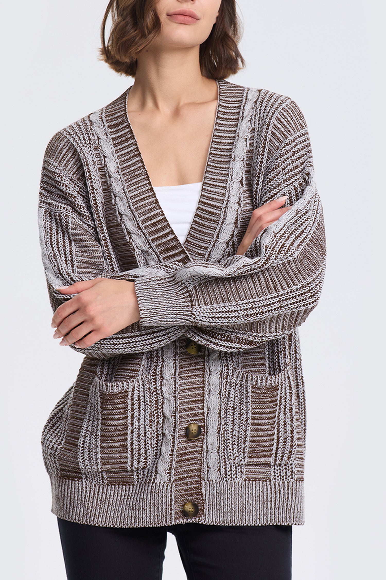 Cakulo Women's Chunky Cable Knit Cardigan