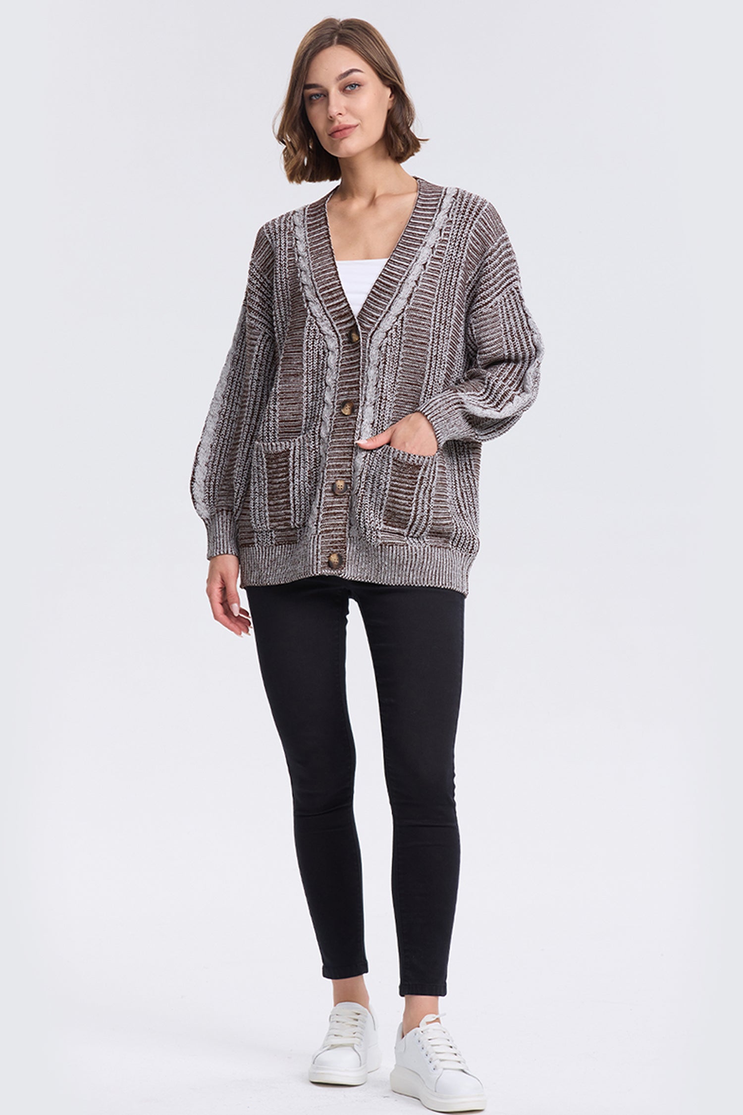 Cakulo Women's Chunky Cable Knit Cardigan