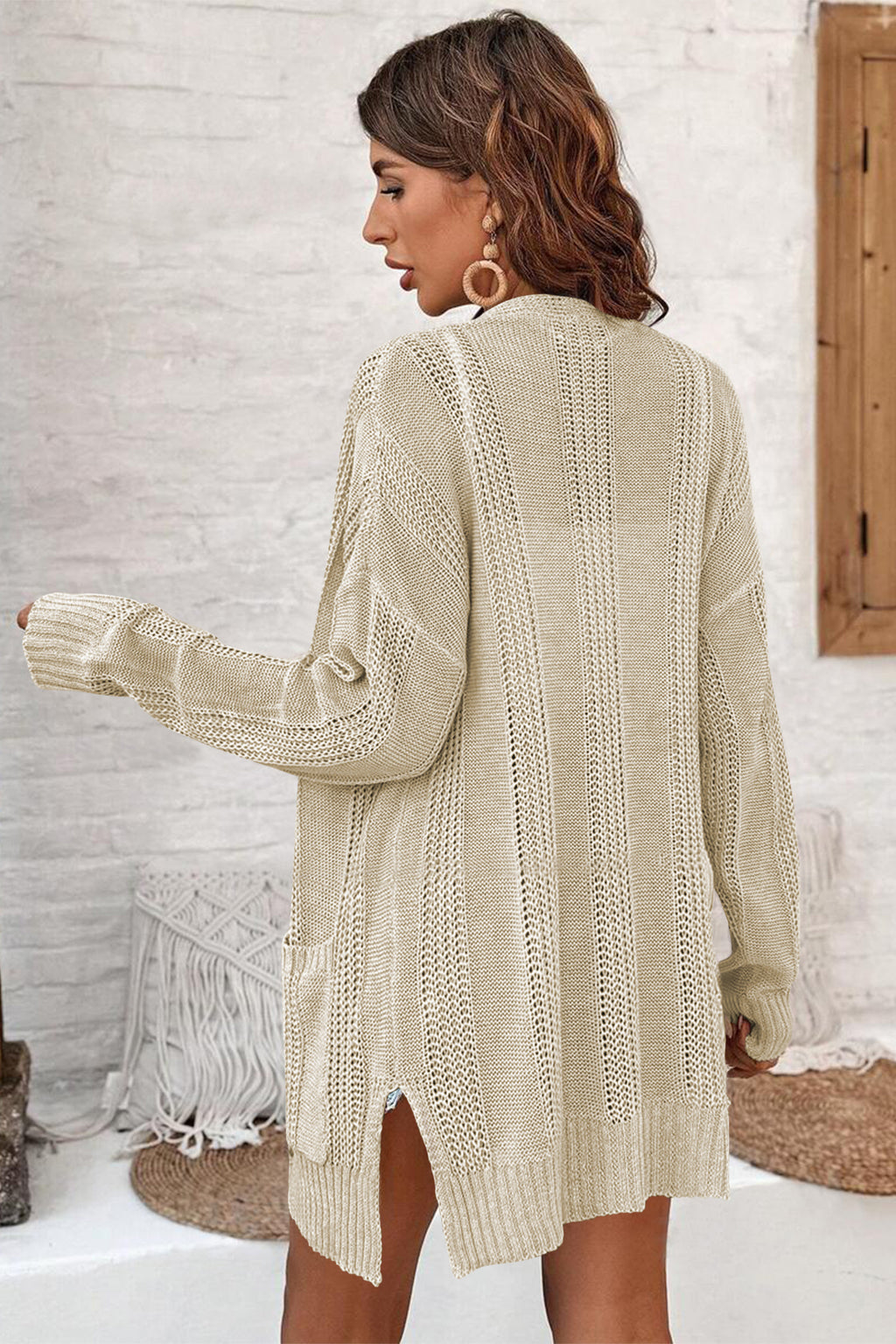 Cakulo Women's Long Hollow-Out Crochet Oversized Cardigan Sweater