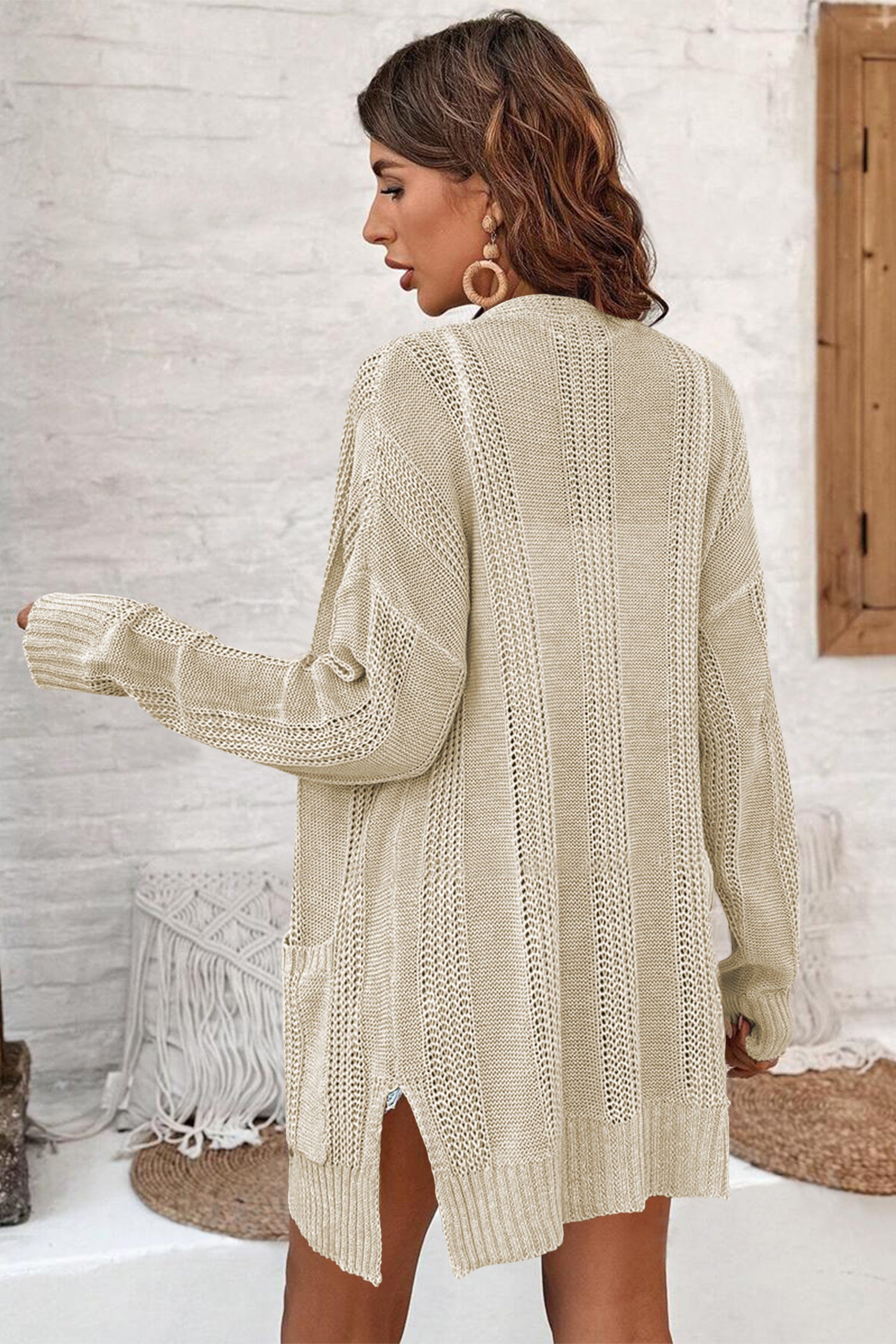 Cakulo Women's Long Hollow-Out Crochet Oversized Cardigan Sweater