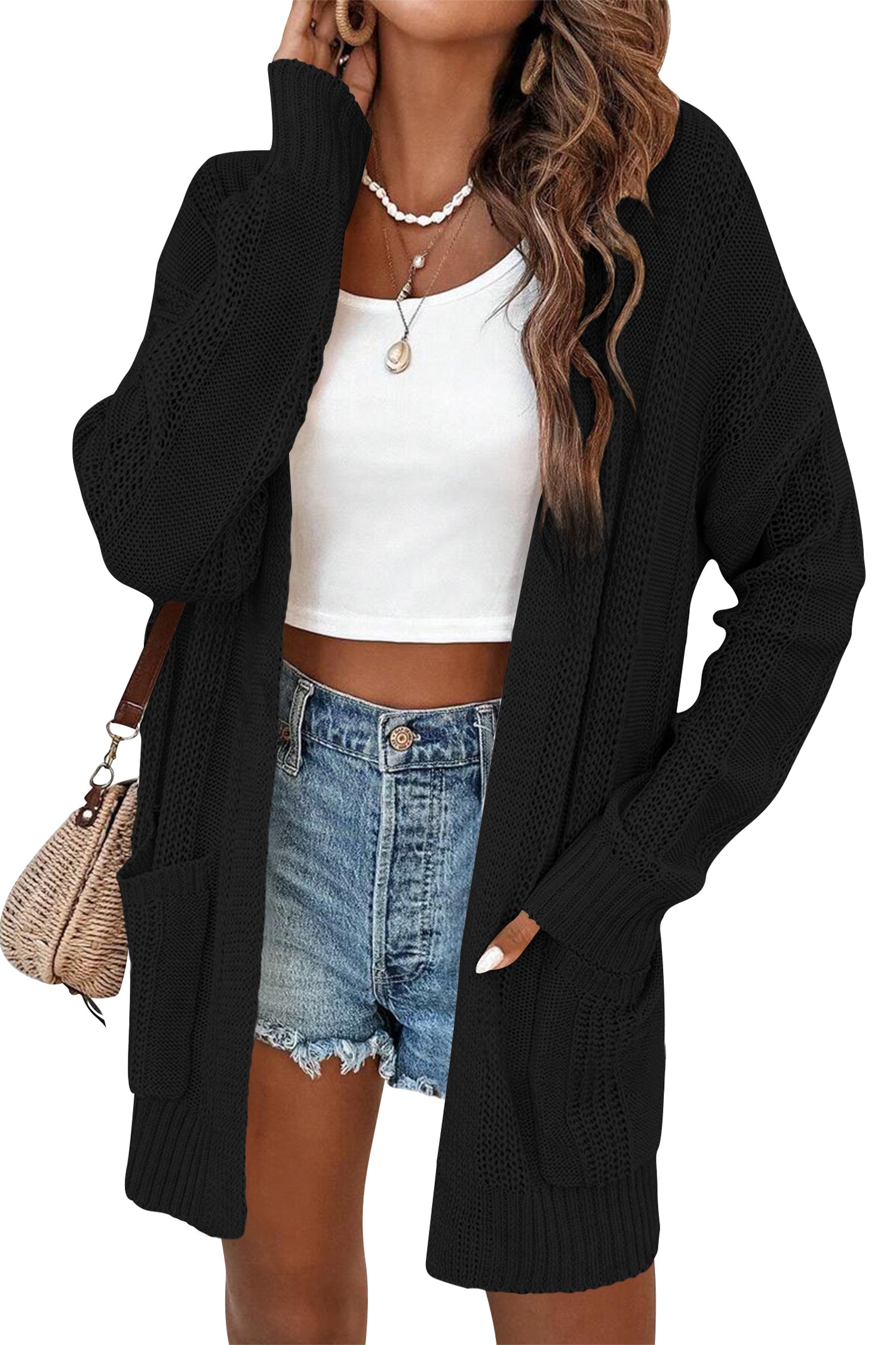 Cakulo Women's Long Hollow-Out Crochet Oversized Cardigan Sweater