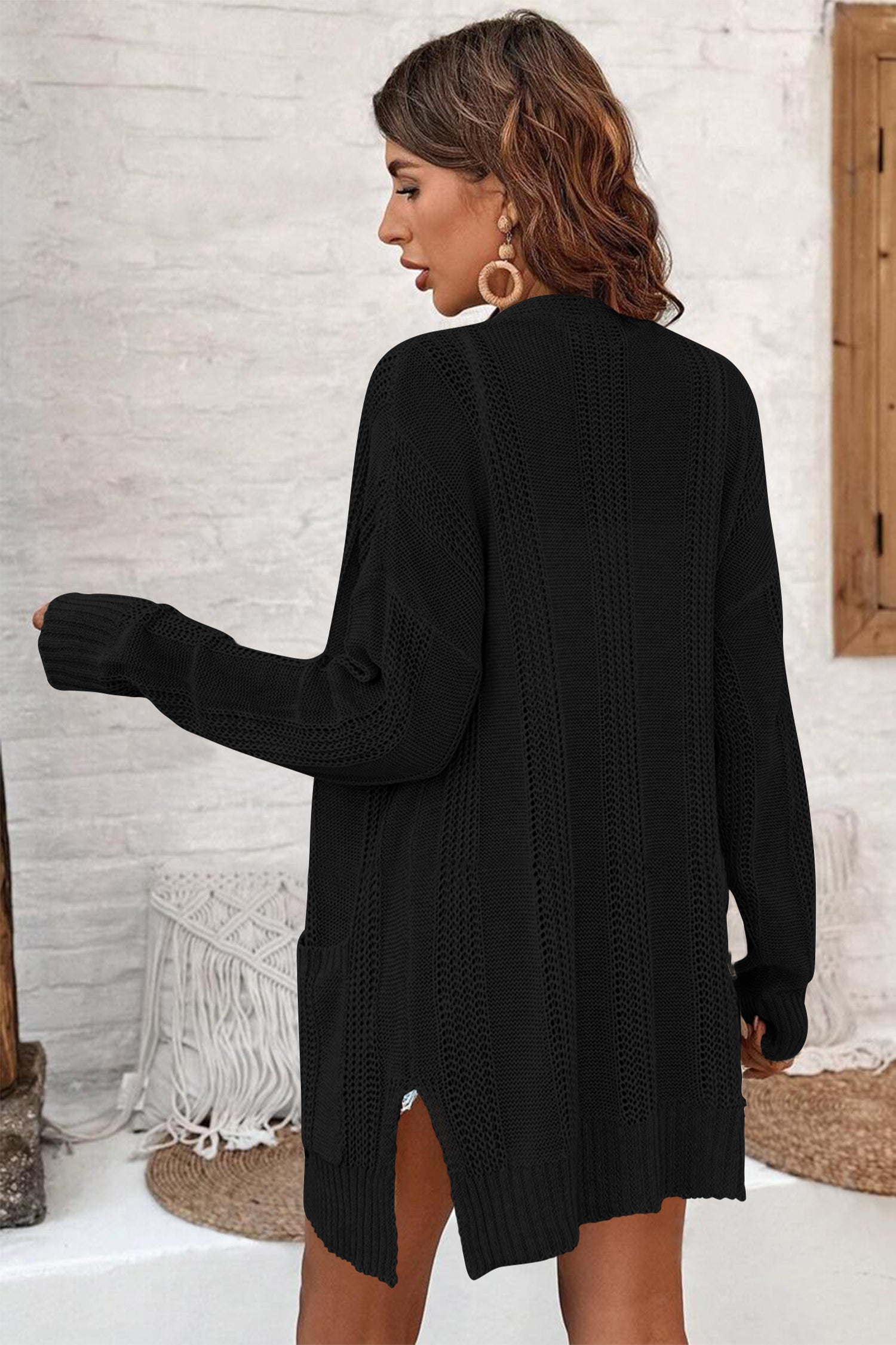 Cakulo Women's Long Hollow-Out Crochet Oversized Cardigan Sweater
