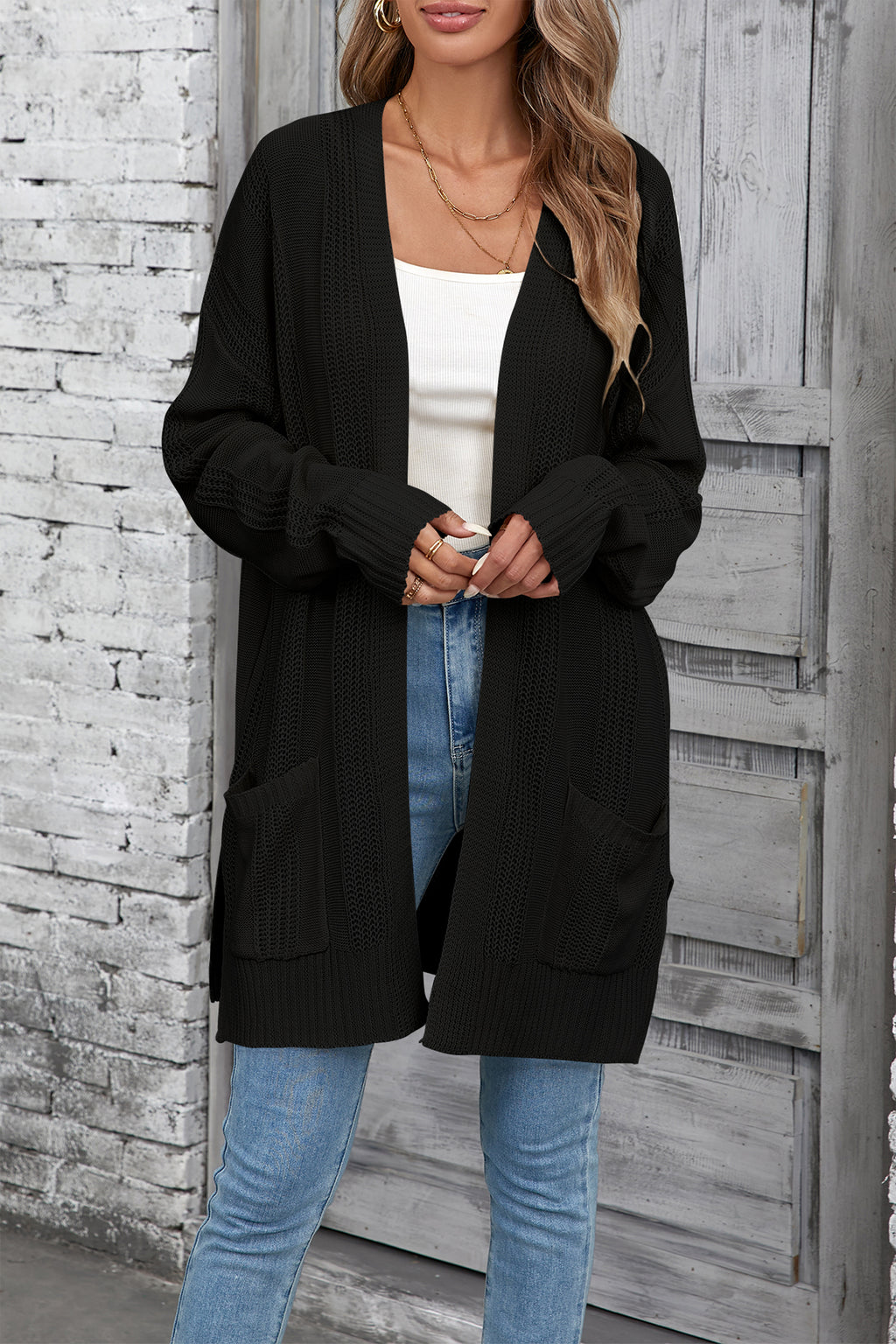 Cakulo Women's Long Hollow-Out Crochet Oversized Cardigan Sweater