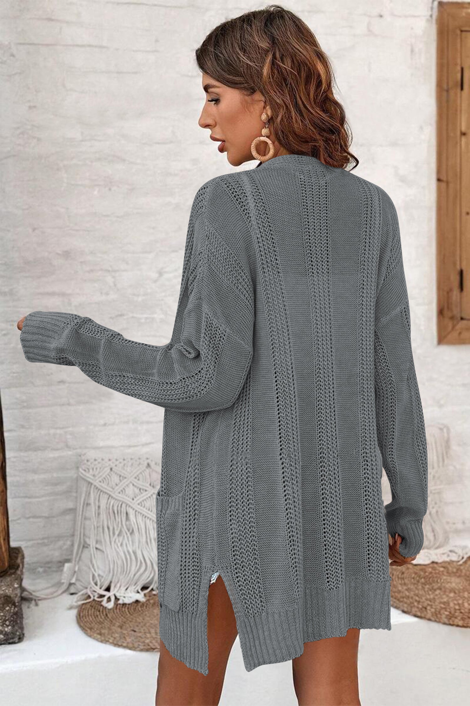 Cakulo Women's Long Hollow-Out Crochet Oversized Cardigan Sweater