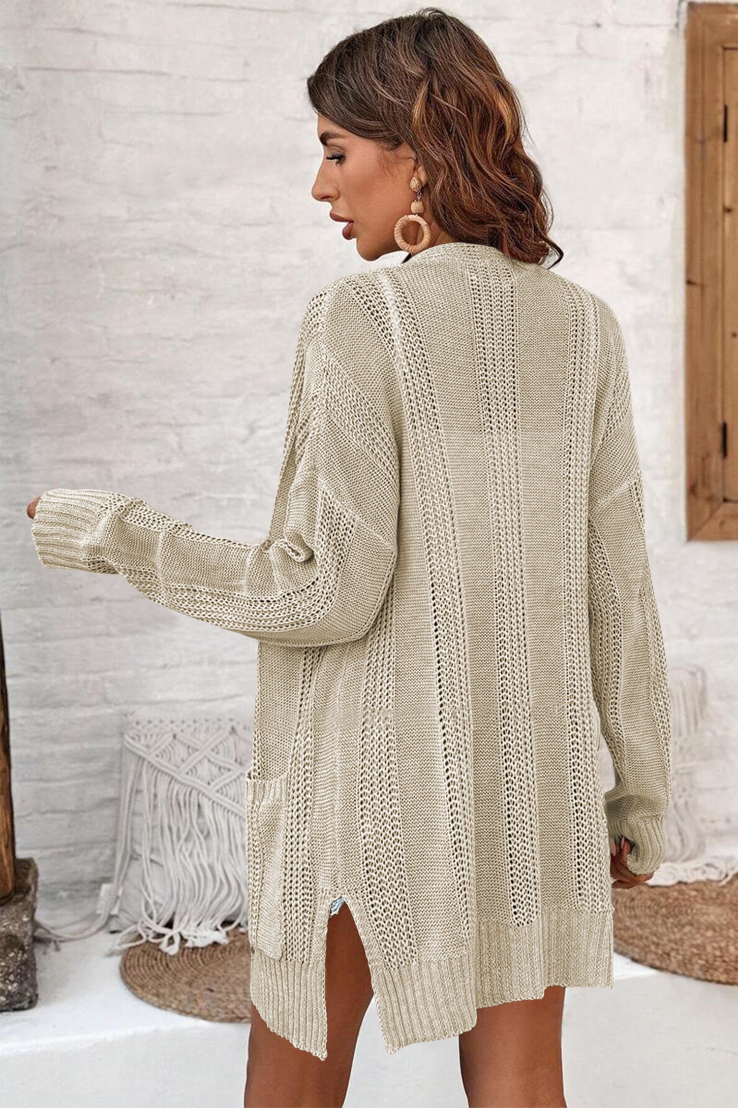 Cakulo Women's Long Hollow-Out Crochet Oversized Cardigan Sweater