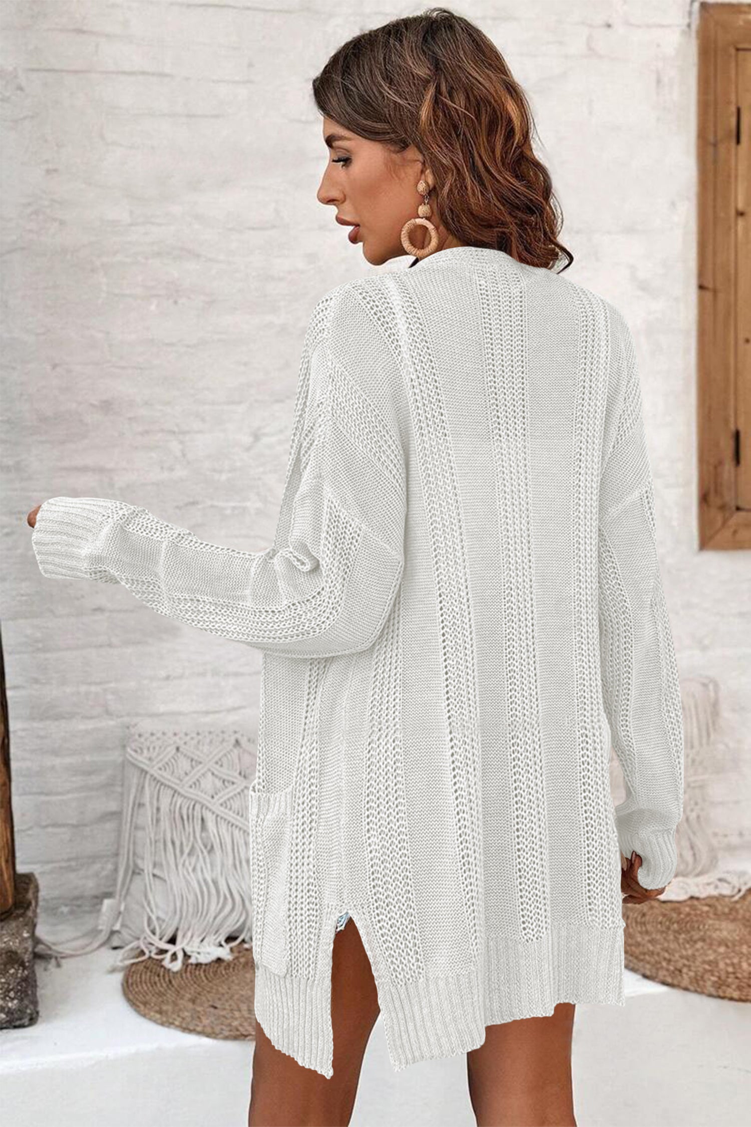 Cakulo Women's Long Hollow-Out Crochet Oversized Cardigan Sweater