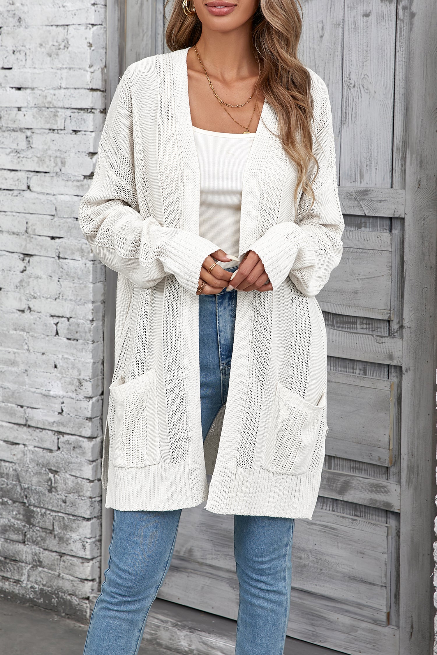 Cakulo Women's Long Hollow-Out Crochet Oversized Cardigan Sweater
