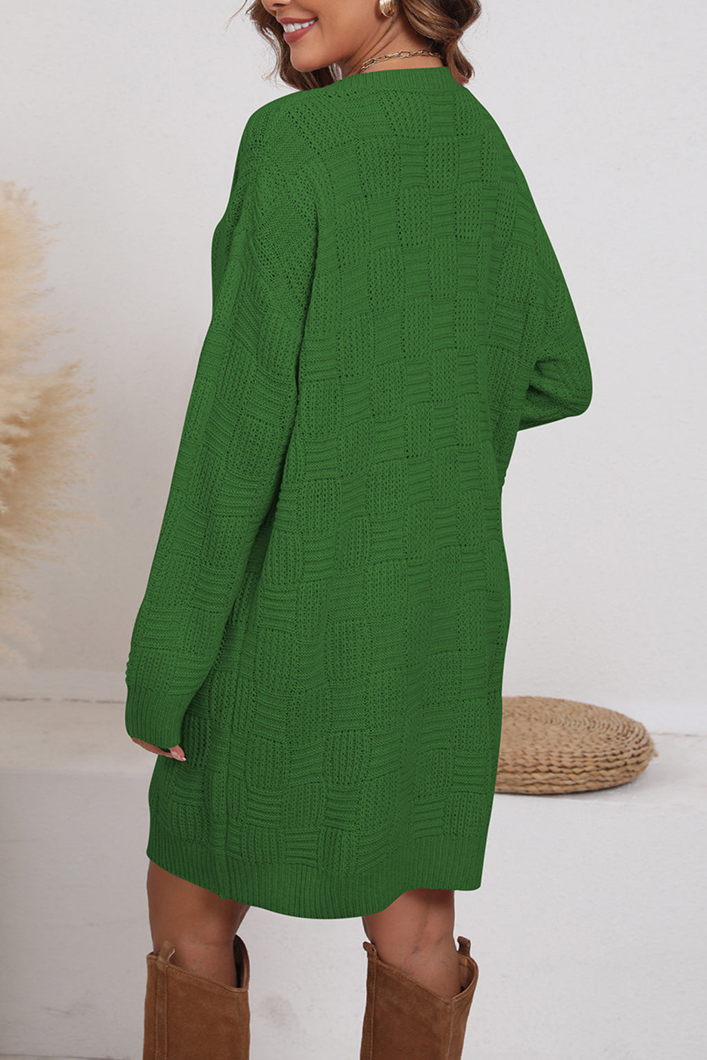 Cakulo Women's Oversized Checkered Sweater Dress