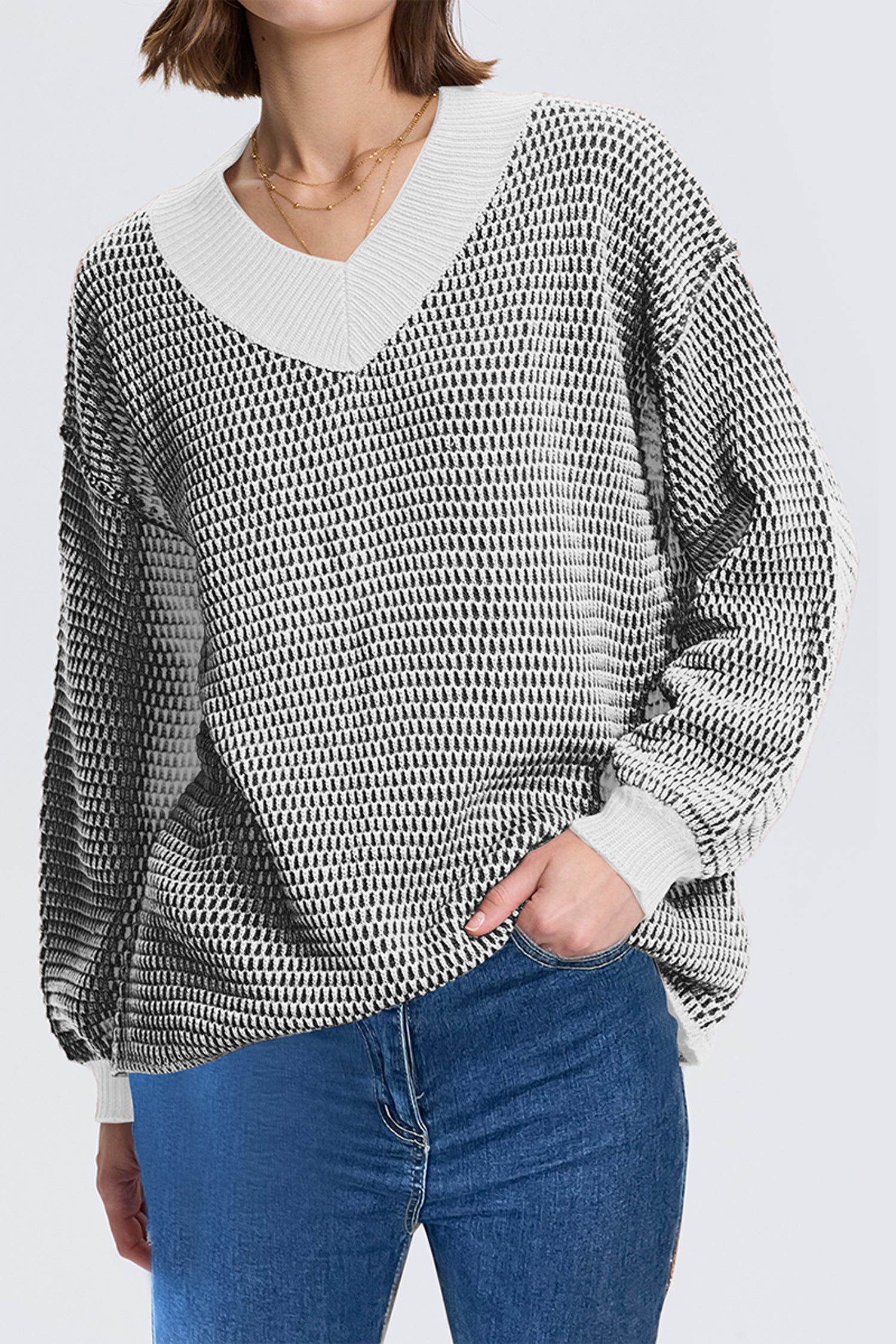 Cakulo Women's Oversized V-Neck Fall Sweater