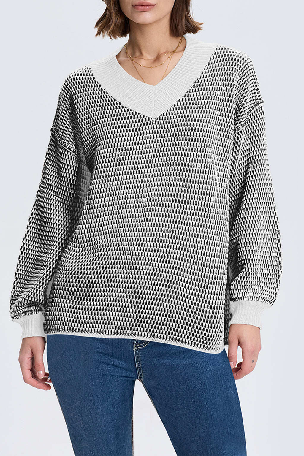 Cakulo Women's Oversized V-Neck Fall Sweater