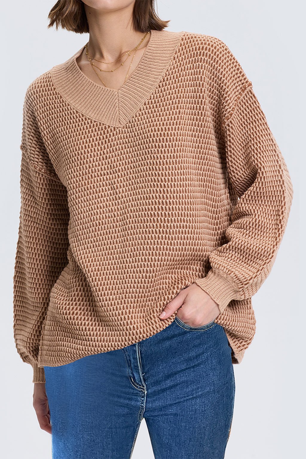 Cakulo Women's Oversized V-Neck Fall Sweater