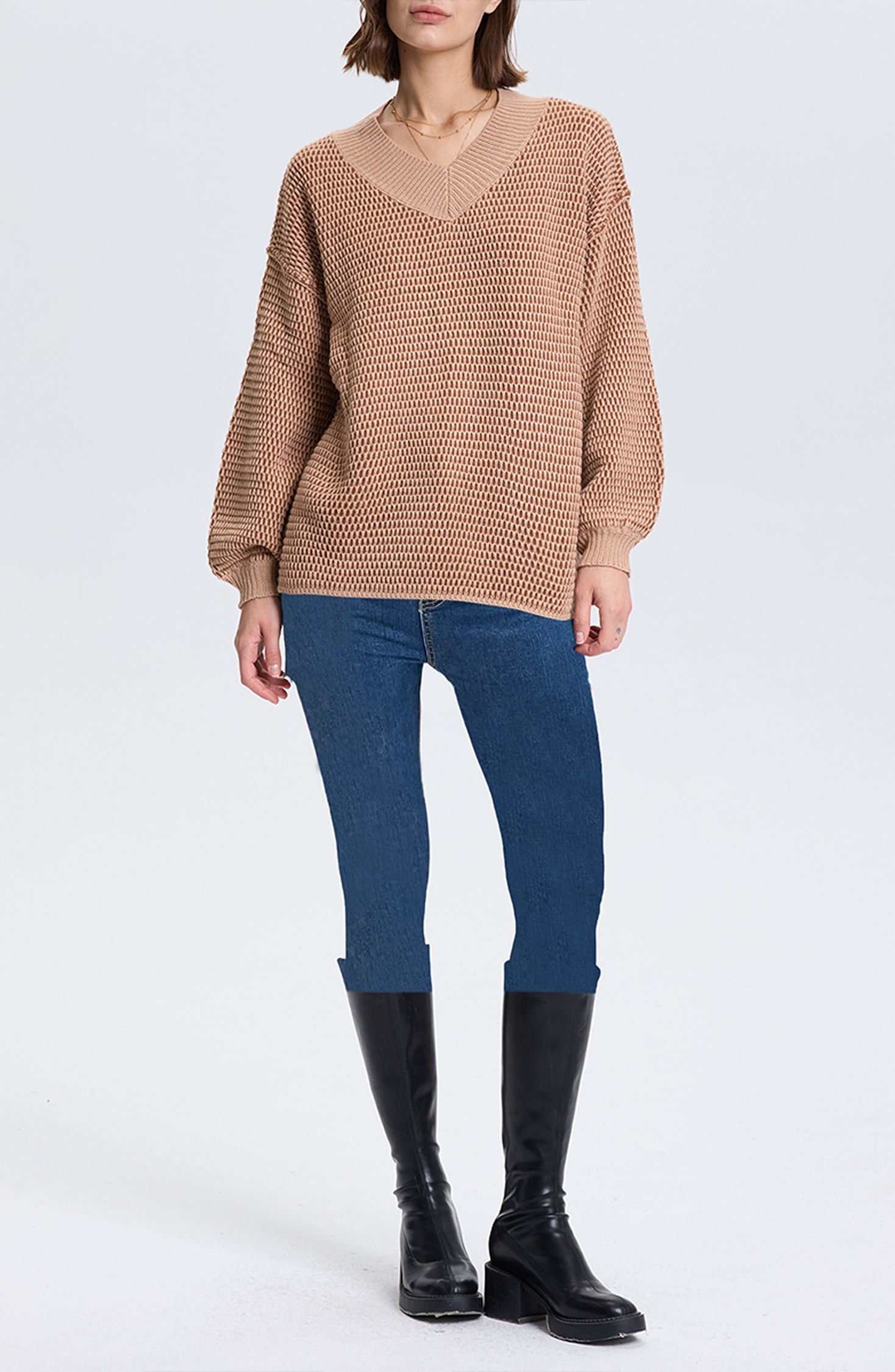 Cakulo Women's Oversized V-Neck Fall Sweater