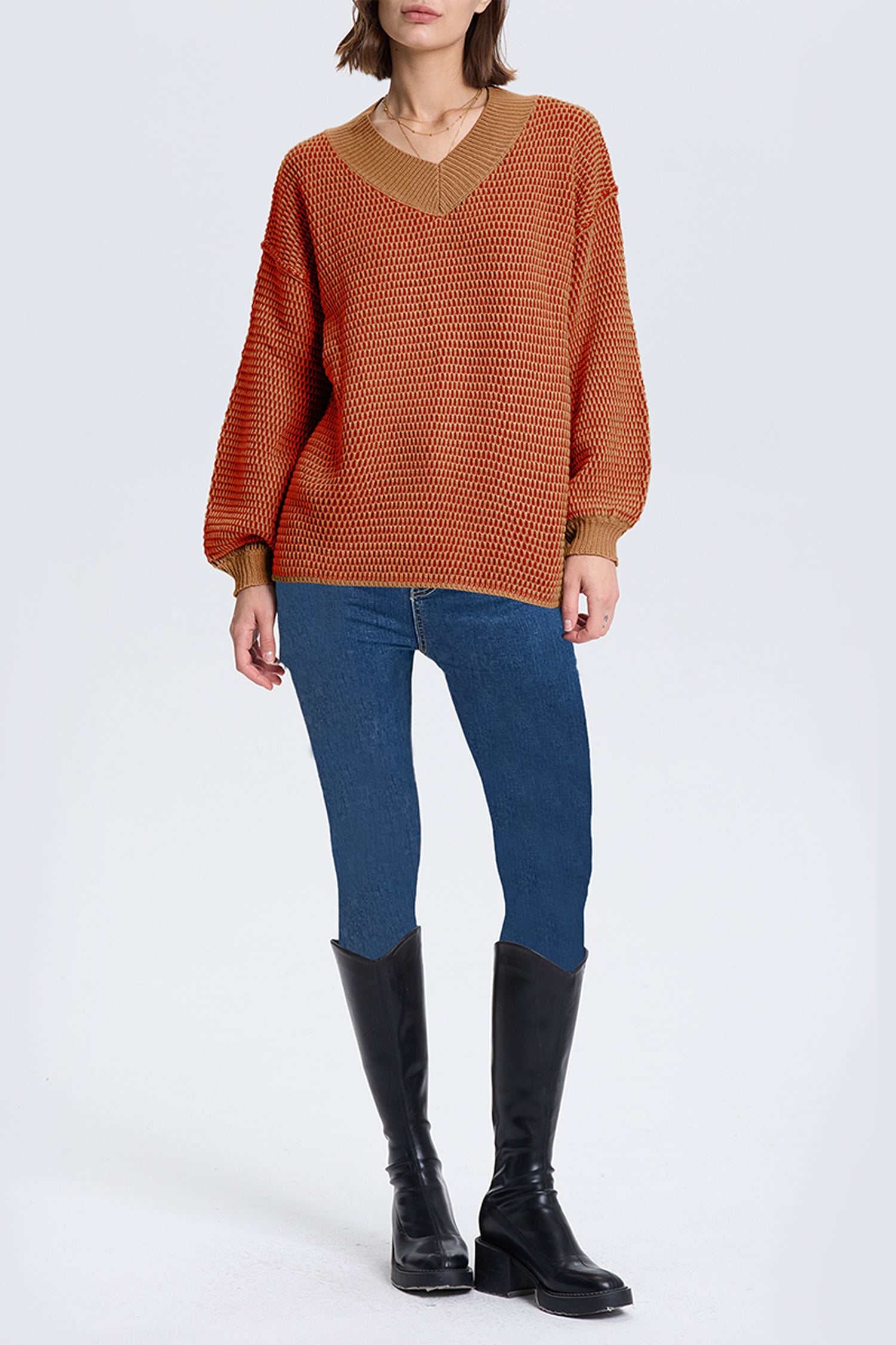 Cakulo Women's Oversized V-Neck Fall Sweater