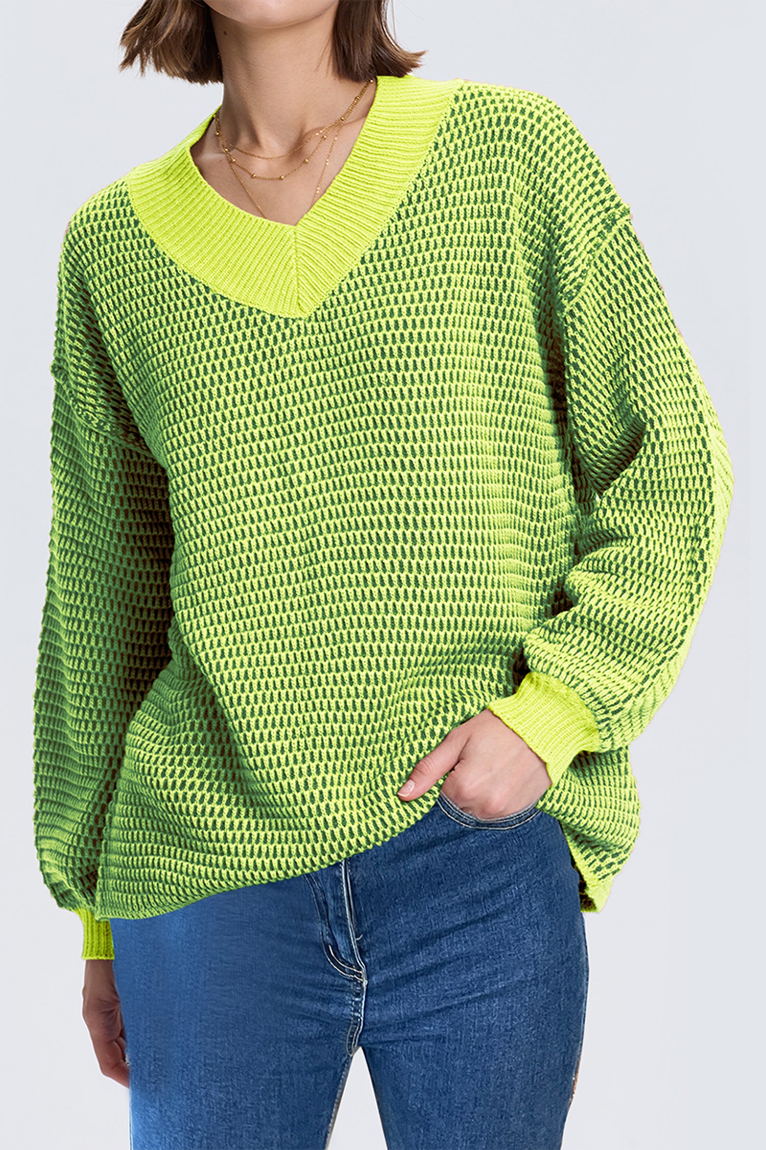 Cakulo Women's Oversized V-Neck Fall Sweater